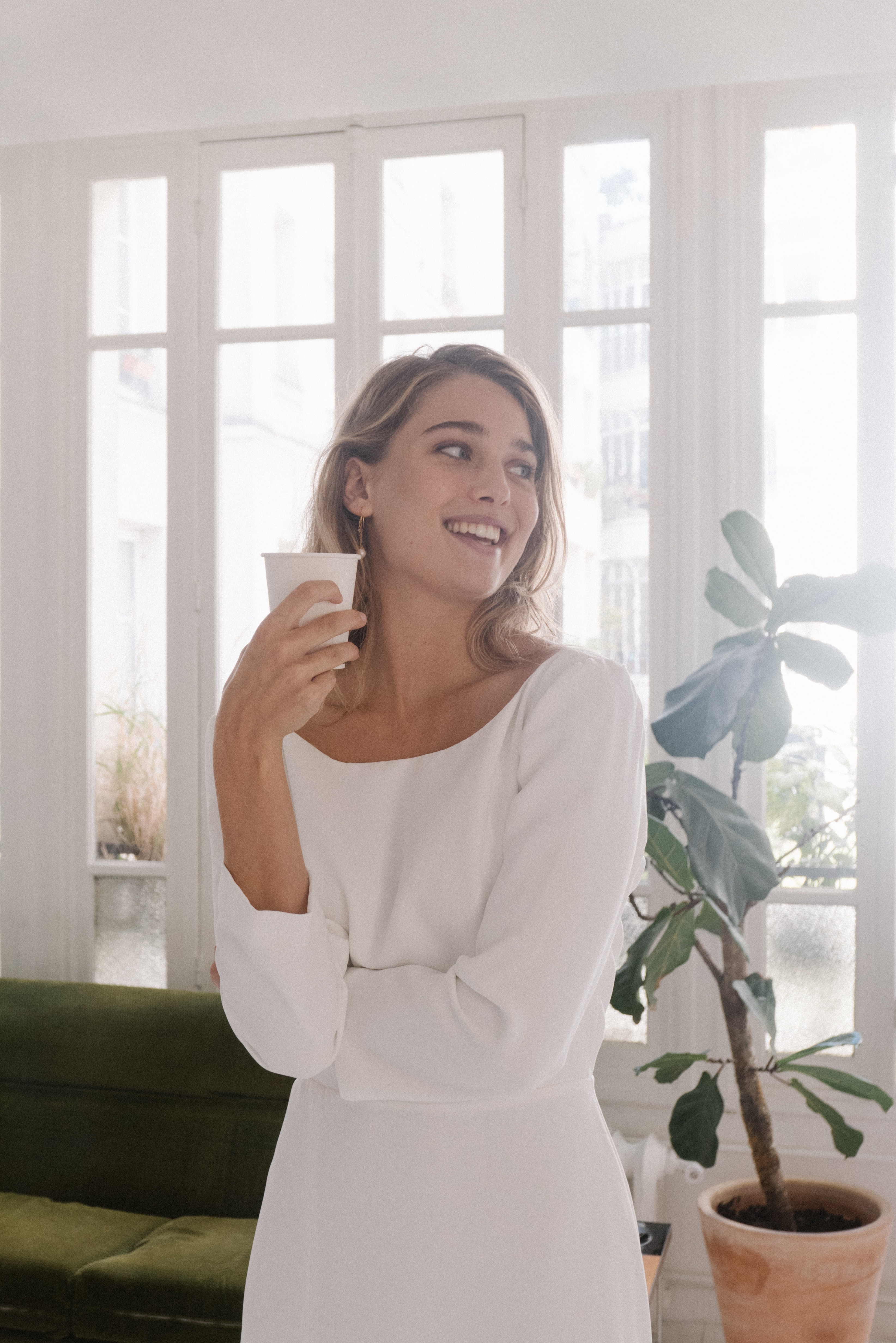 Maison Floret Sur-mesure Tobias robe de mariée col bateau crêpe