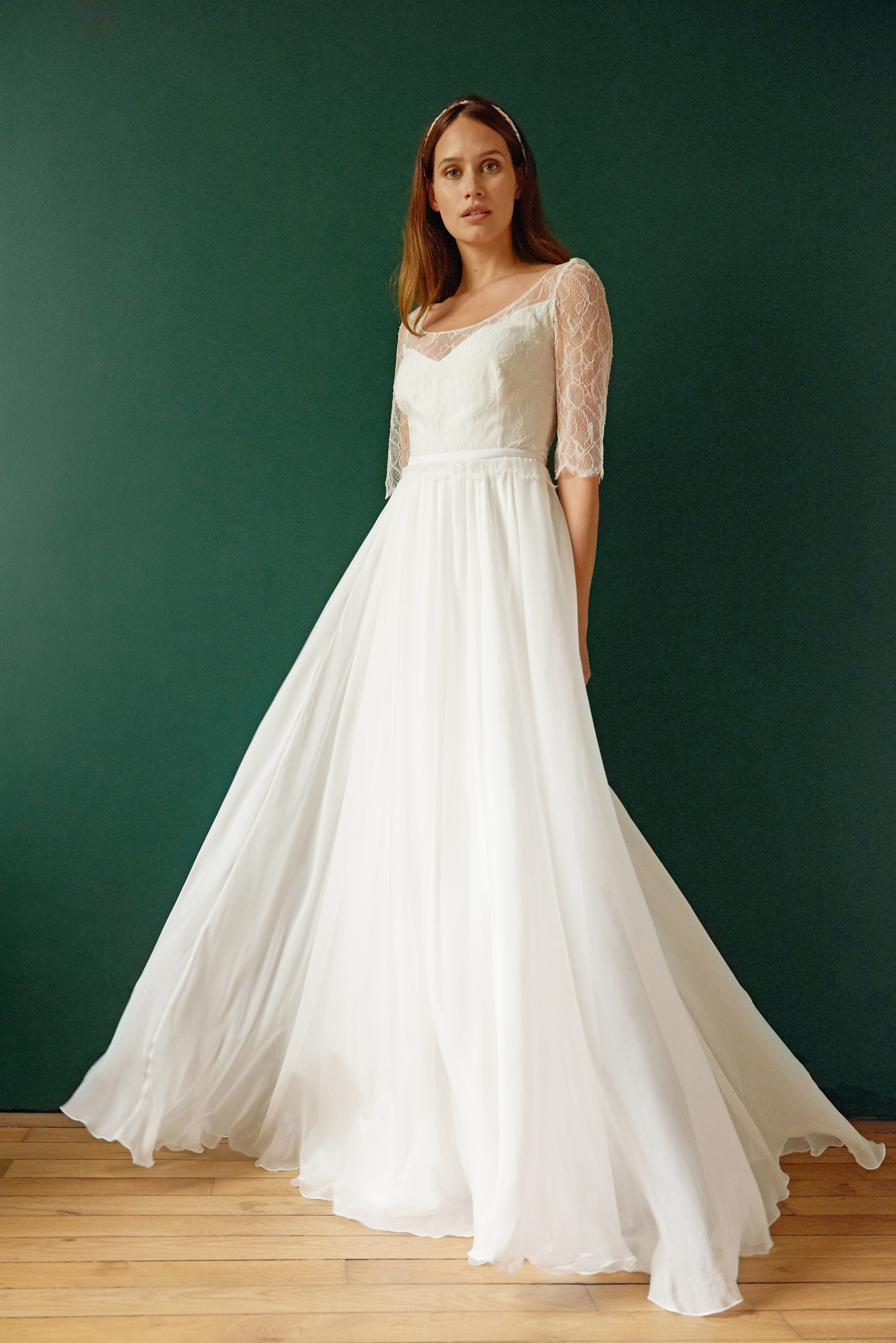 Maison Floret Sur-mesure Clarence robe mariée dentelle Chantilly