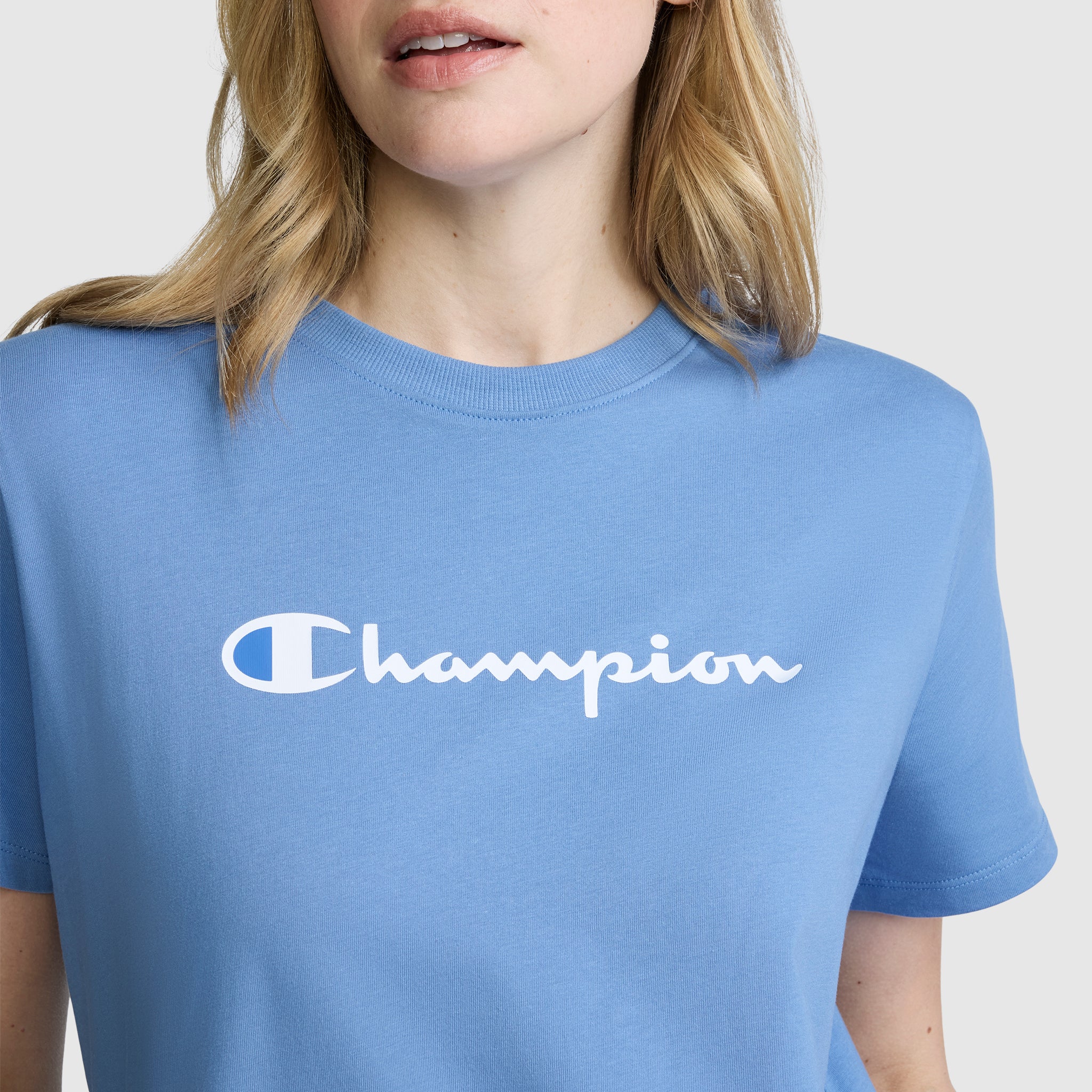Champion Classic T-Shirt Script Logo t-shirt femme bleu coton