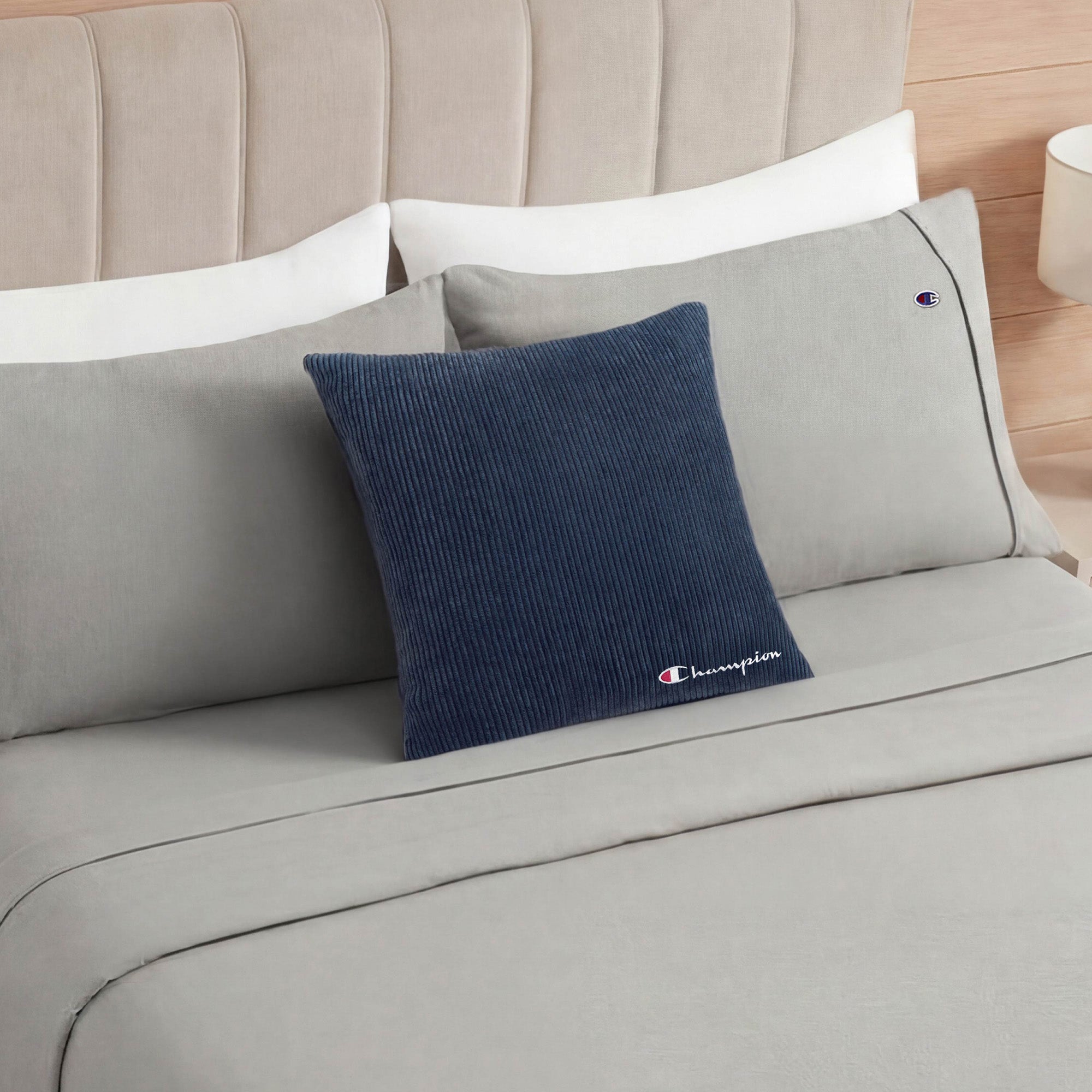 Champion Logo Coussin Carré 45x45 Navy Bleu polyester