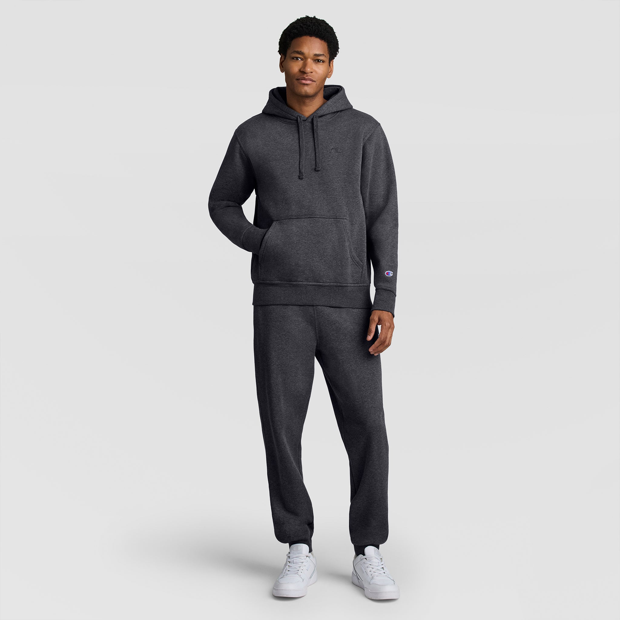 Champion Powerblend C Logo sweat à capuche gris coupe classique