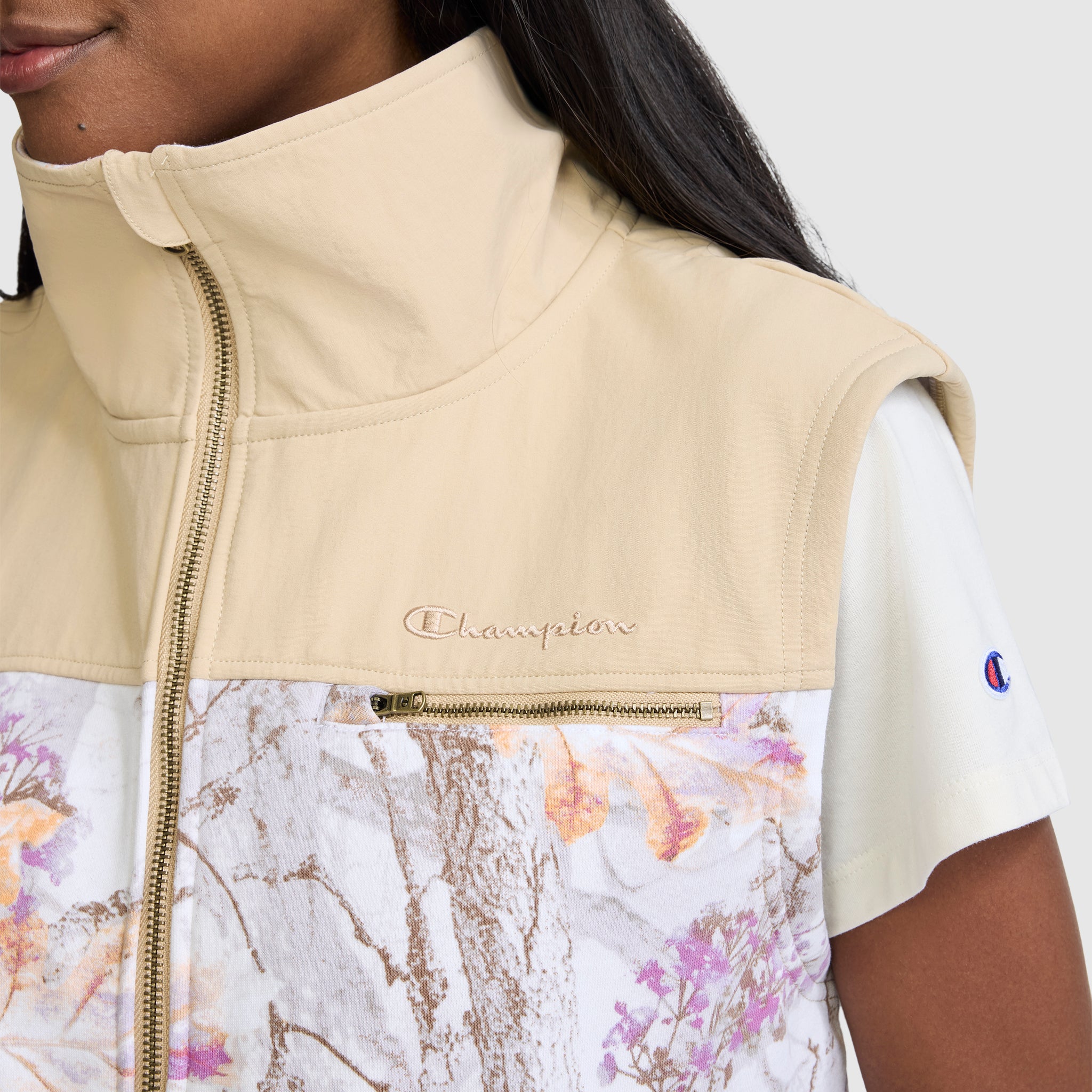 Champion Training Vest Allover Print gilet femme beige camouflage