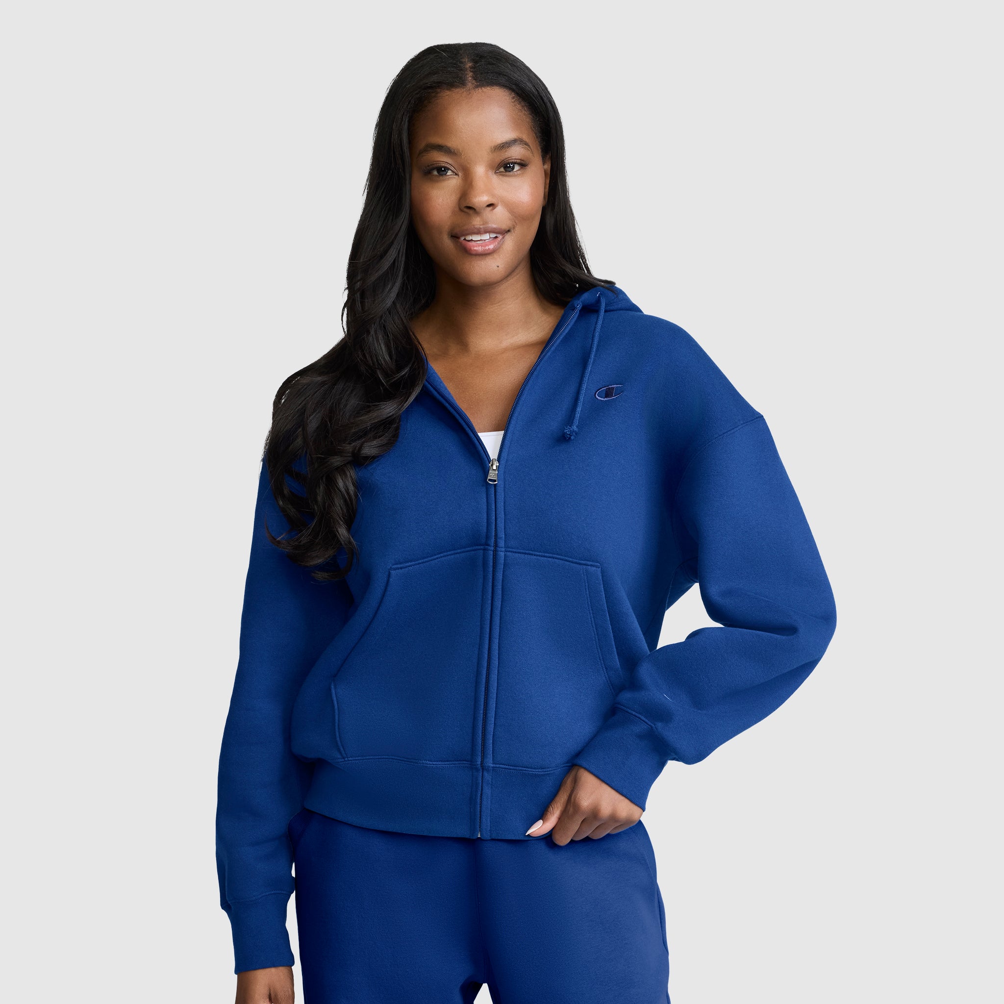 Champion Powerblend sweat zippé femme bleu molleton