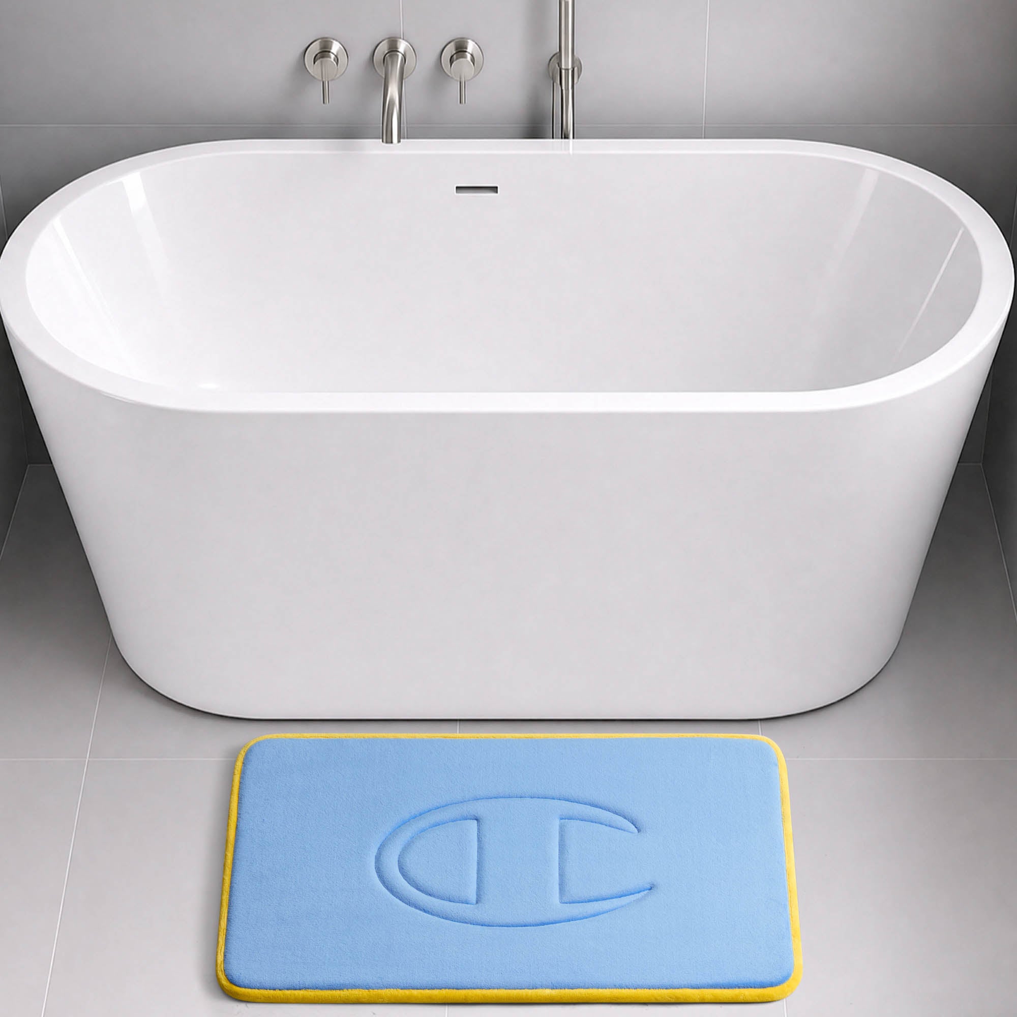 Champion Quilted Logo tapis bain bleu clair memory foam matelassé