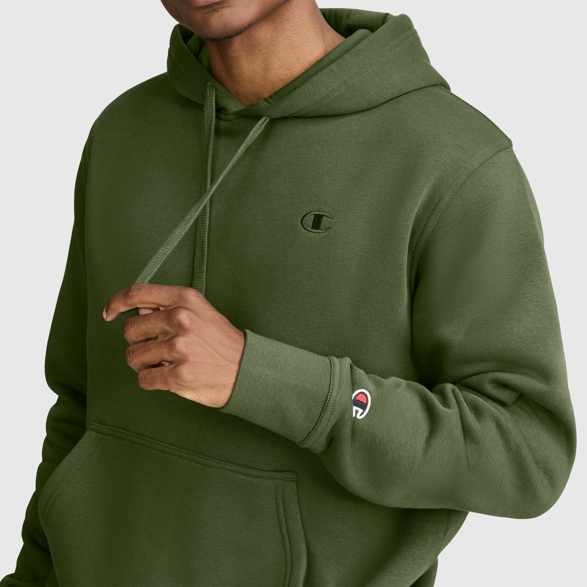 Champion Powerblend C Logo sweat à capuche vert coupe classique