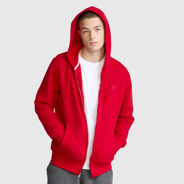 Champion Powerblend Full-Zip Hoodie sweat homme Tango Red molleton