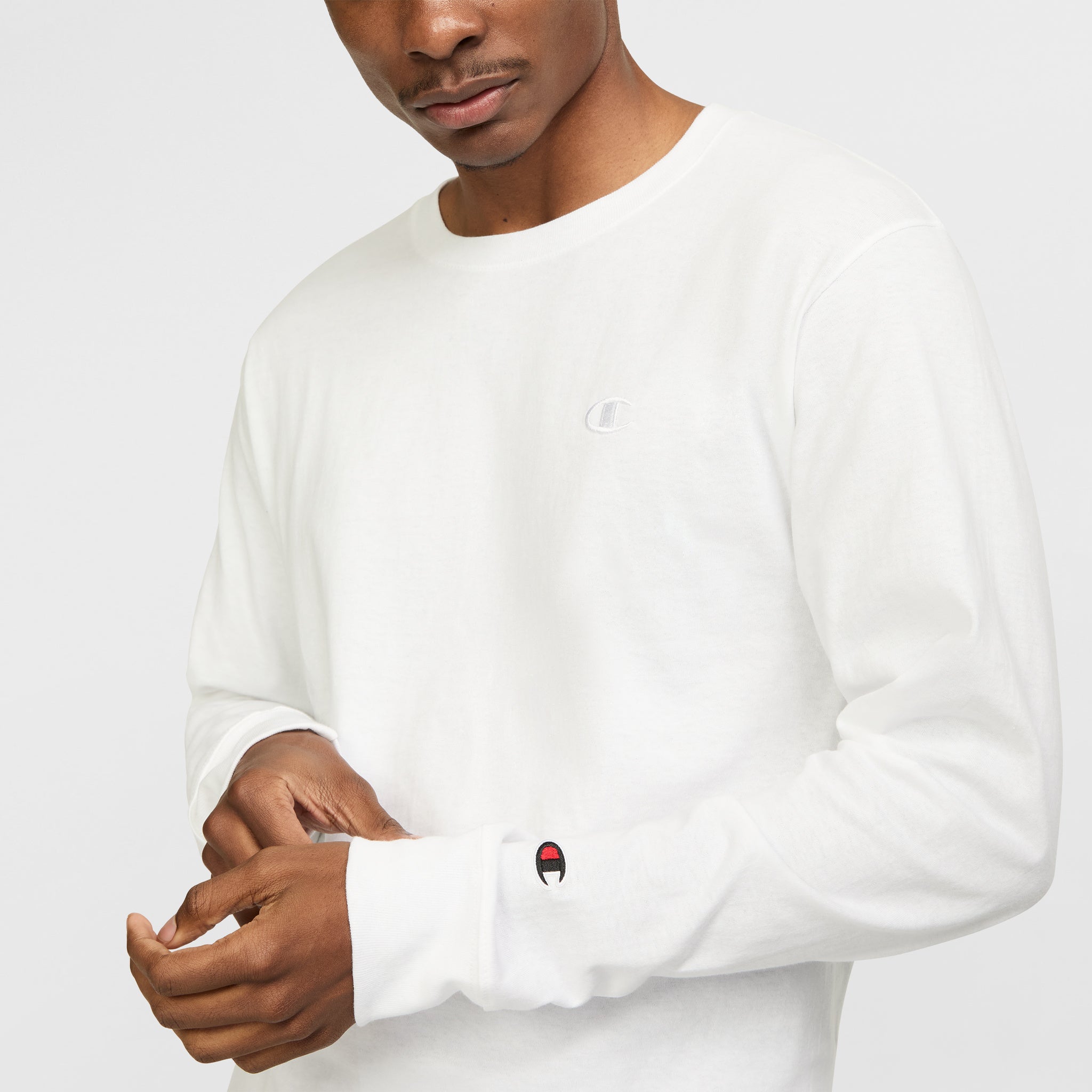 Champion Classic C Logo t-shirt manches longues blanc coton homme