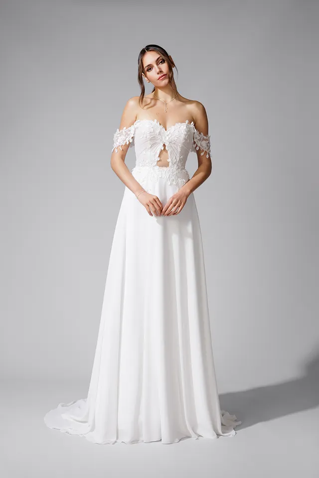Le Jour de Notre Oui Doriane robe de mariée satin fendue