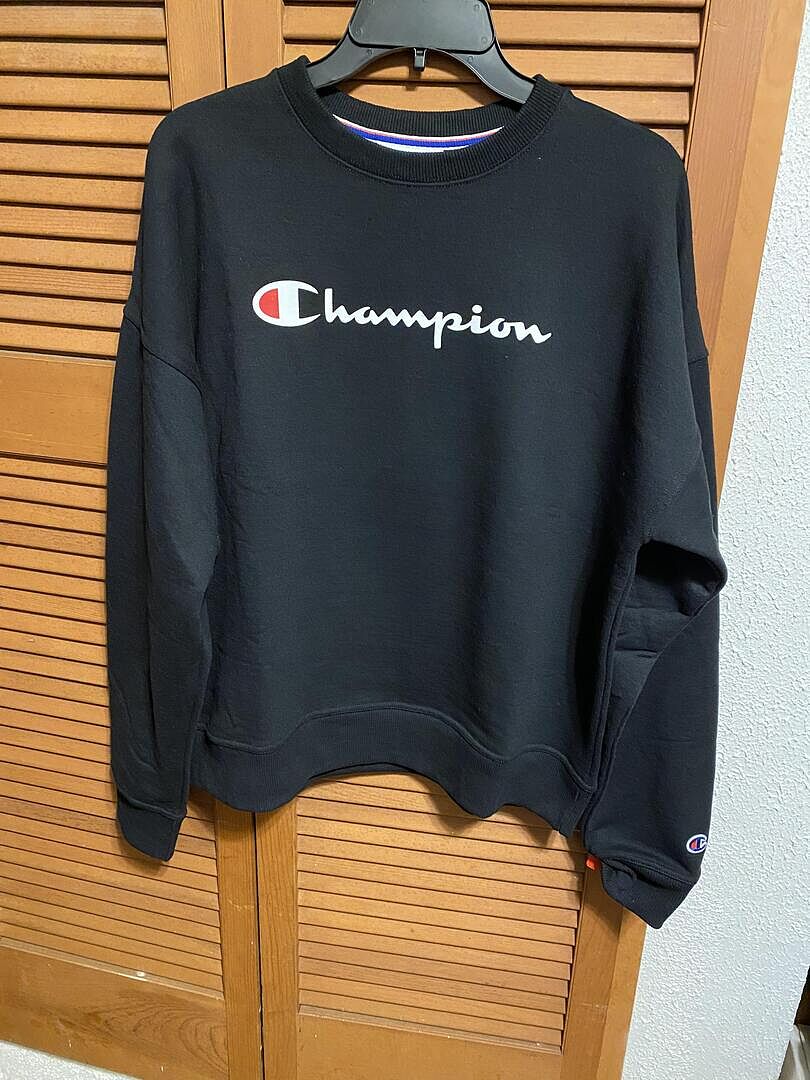 Champion Powerblend Script Logo Sweat Gris chiné coupe ample