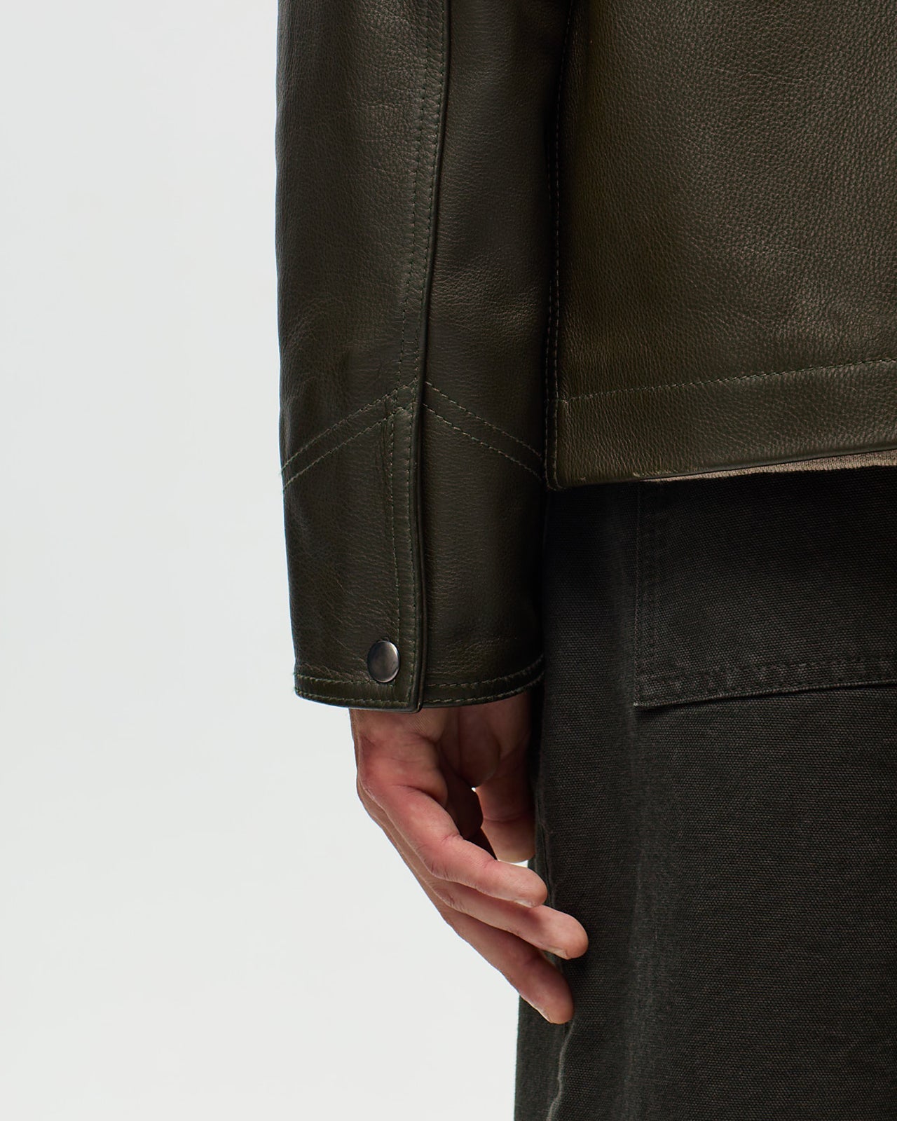 LAFAURIE MAX blouson cuir vert cèdre ouatiné