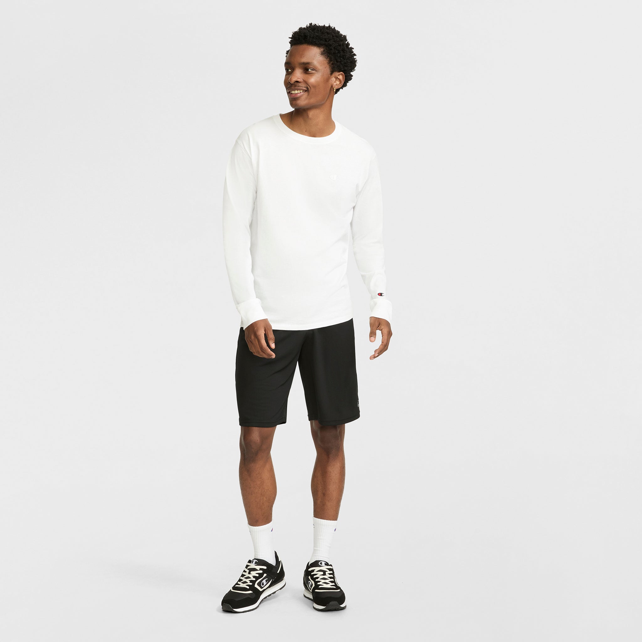 Champion Classic C Logo t-shirt manches longues blanc coton homme