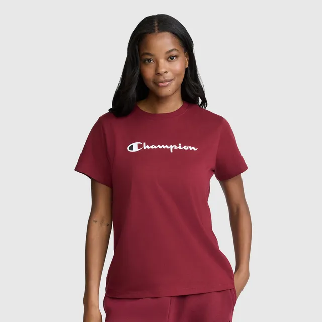 Champion Classic T-Shirt Script Logo t-shirt femme bordeaux coton