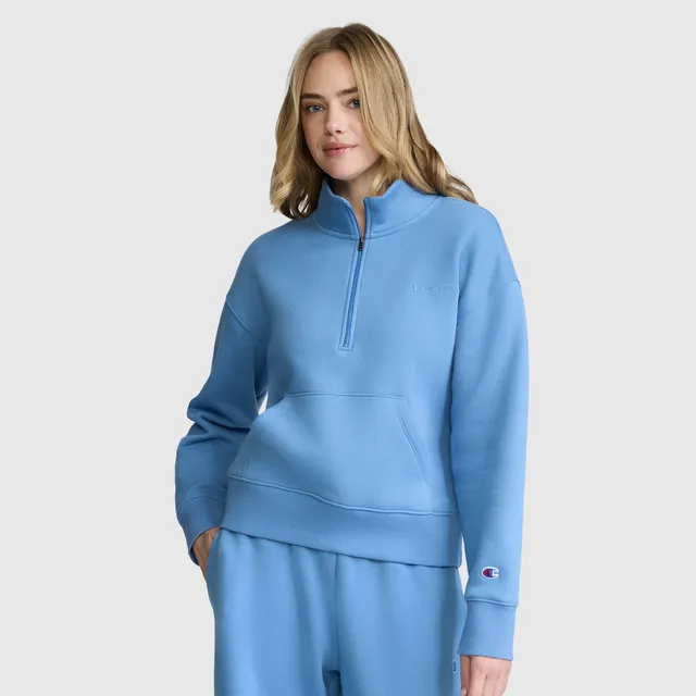 Champion Fleece Mockneck Quarter-Zip sweat Riviera bleu