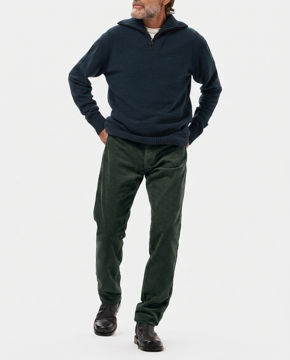 LAFAURIE CASSIUS Vert Chrome pantalon velours cotelé ajusté