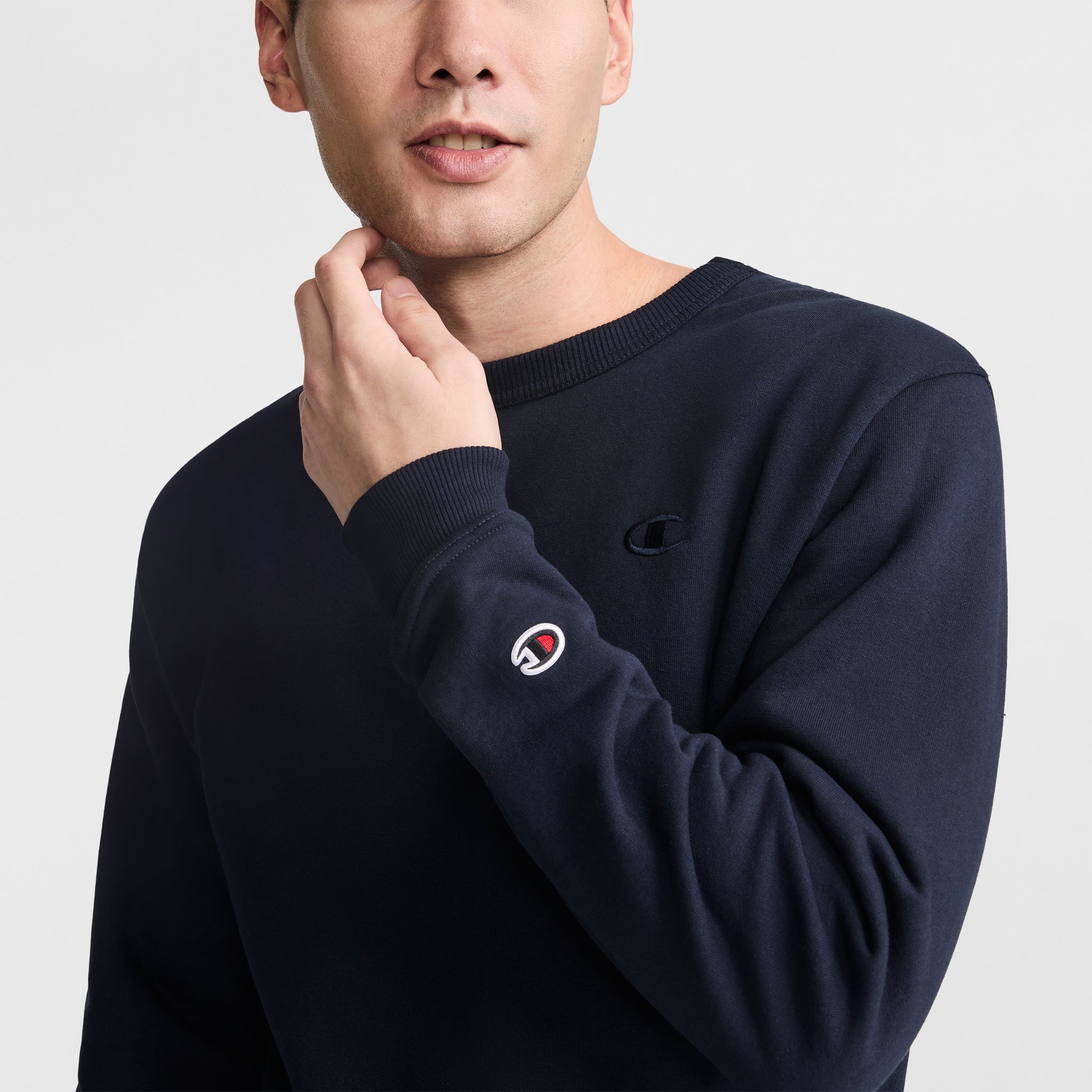 Champion Powerblend Crewneck Sweat Homme Bleu Marine Chaud