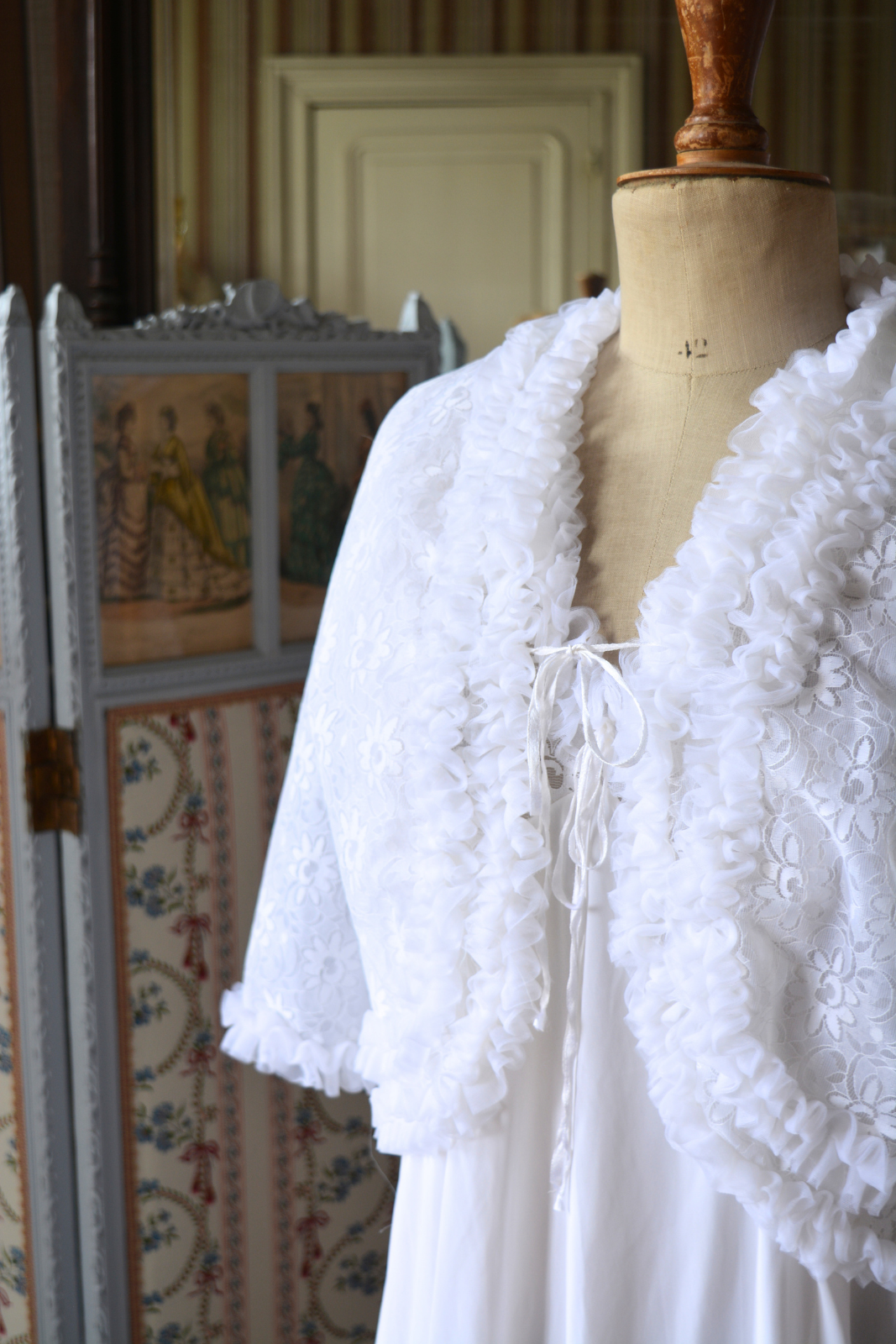 Solène Gisèle Les Déshabillés Ensemble Vintage Blanc Satin
