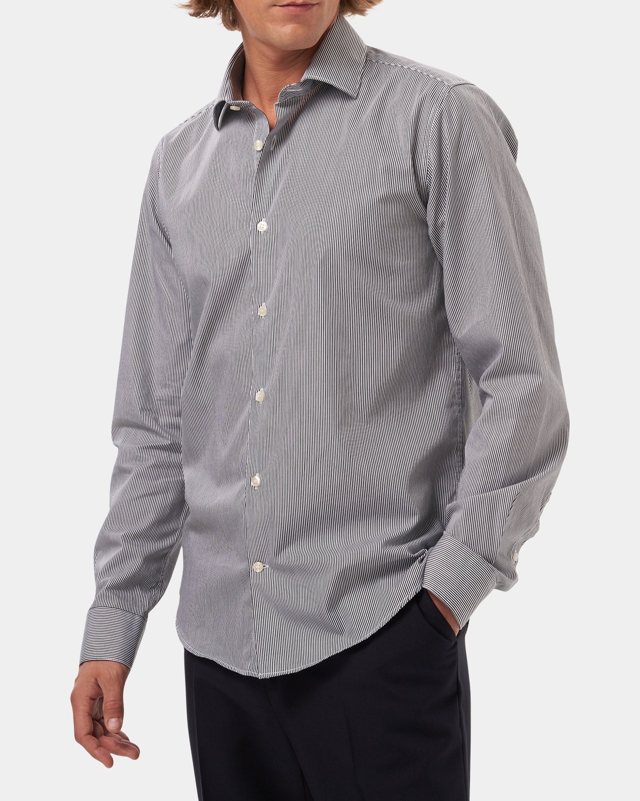 LAFAURIE CHOPIN Gris Blanc chemise rayée coton semi-ajustée