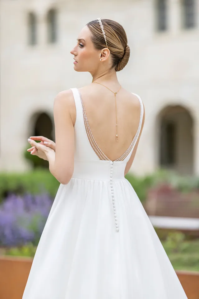Le Jour de Notre Oui ÉLINOR robe de mariée crêpe trapèze