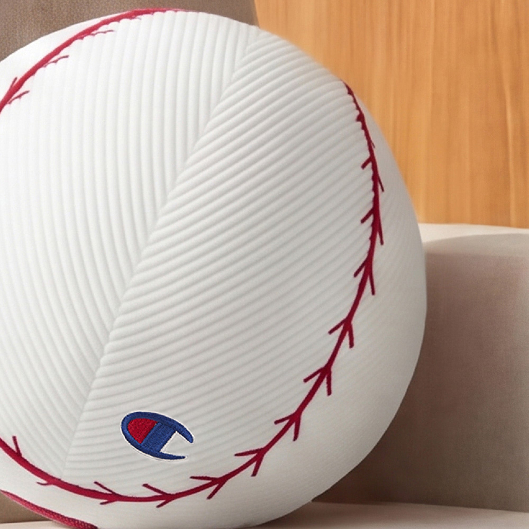 Champion Room Decor Sport coussin baseball blanc velours