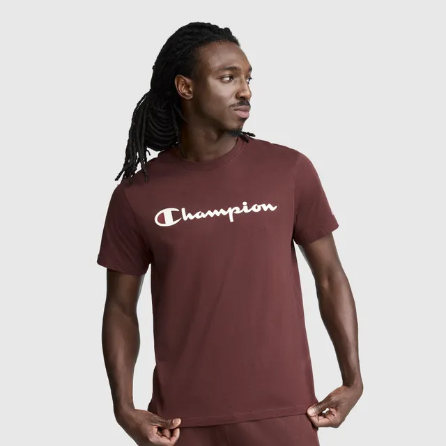 Champion Classic Script Logo t-shirt chocolat 100% coton homme
