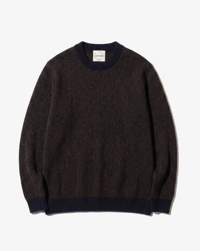 LAFAURIE LEO pull navy tabac laine mérinos col rond