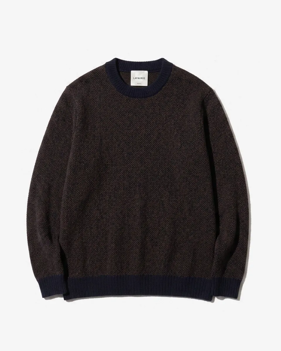 LAFAURIE LEO pull navy tabac laine mérinos col rond