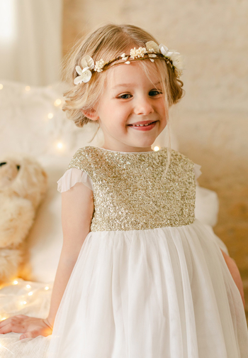 Le Jour de Notre Oui Stella robe enfant or cérémonie