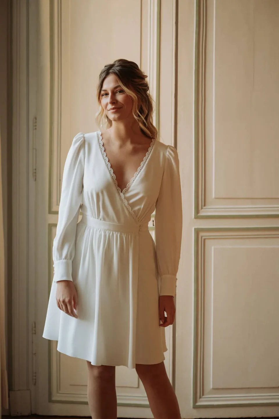 Lambert Création Zoé robe portefeuille courte guipure