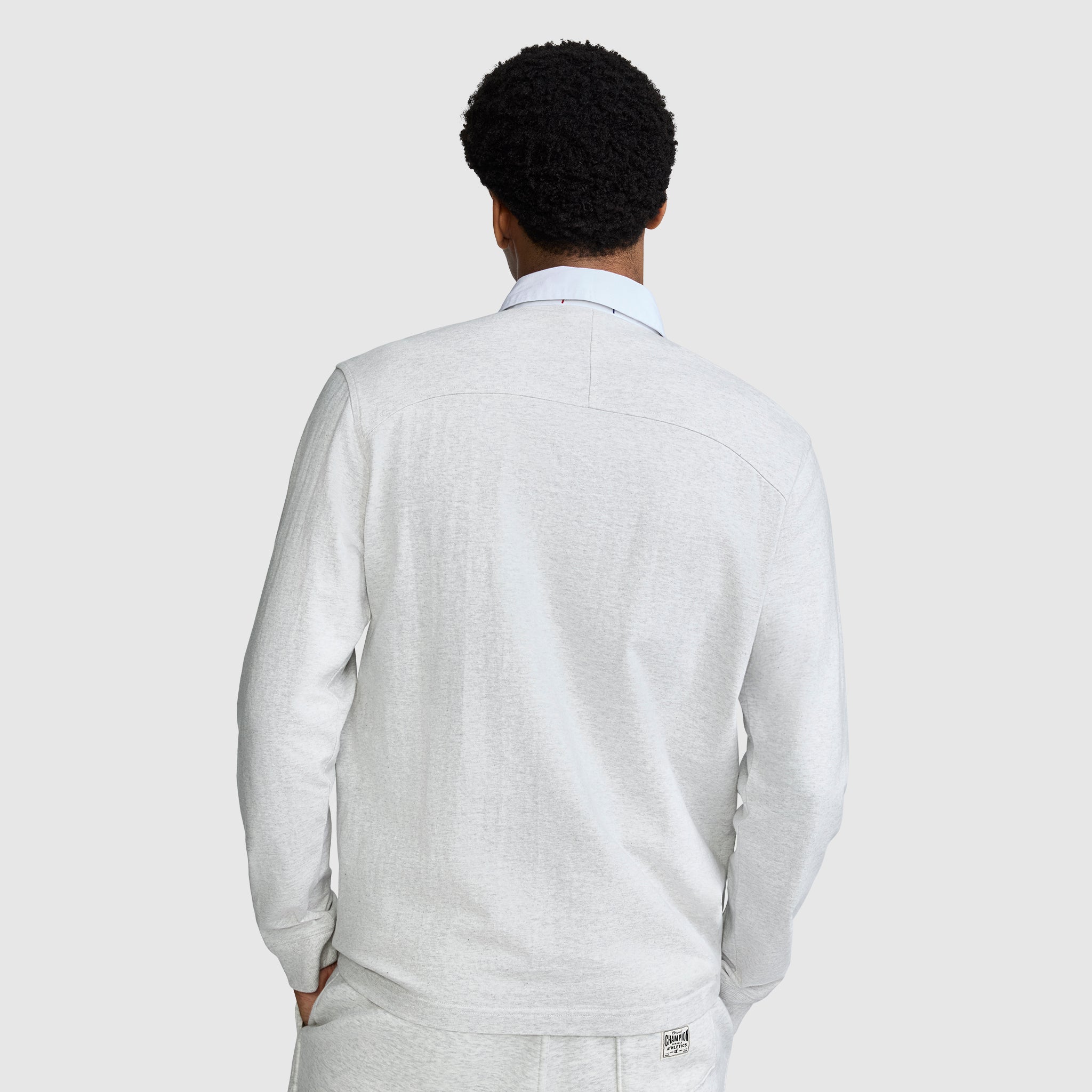 Champion Rugby Shirt T-shirt Manches Longues Gris Coton