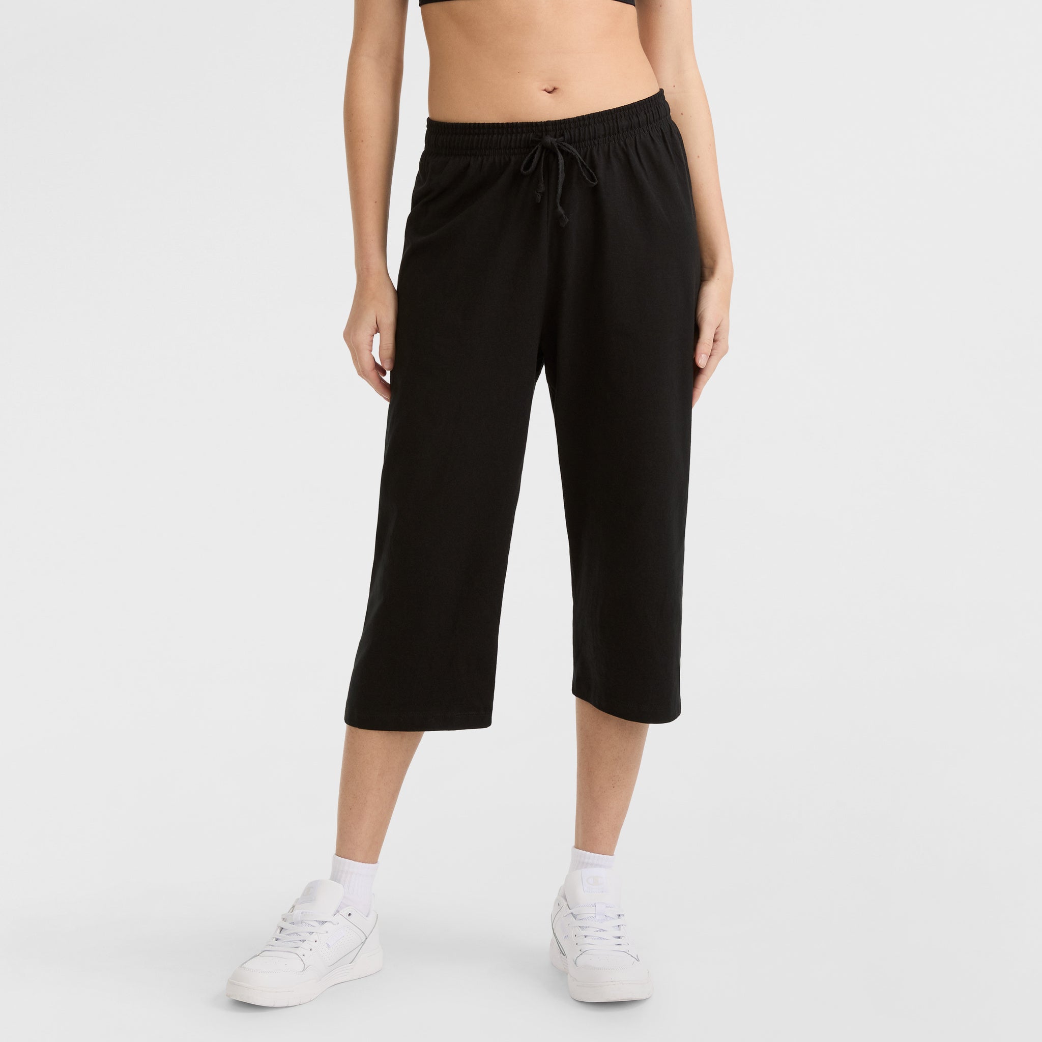 Champion Pants Capri C Logo corsaire femme noir coton léger