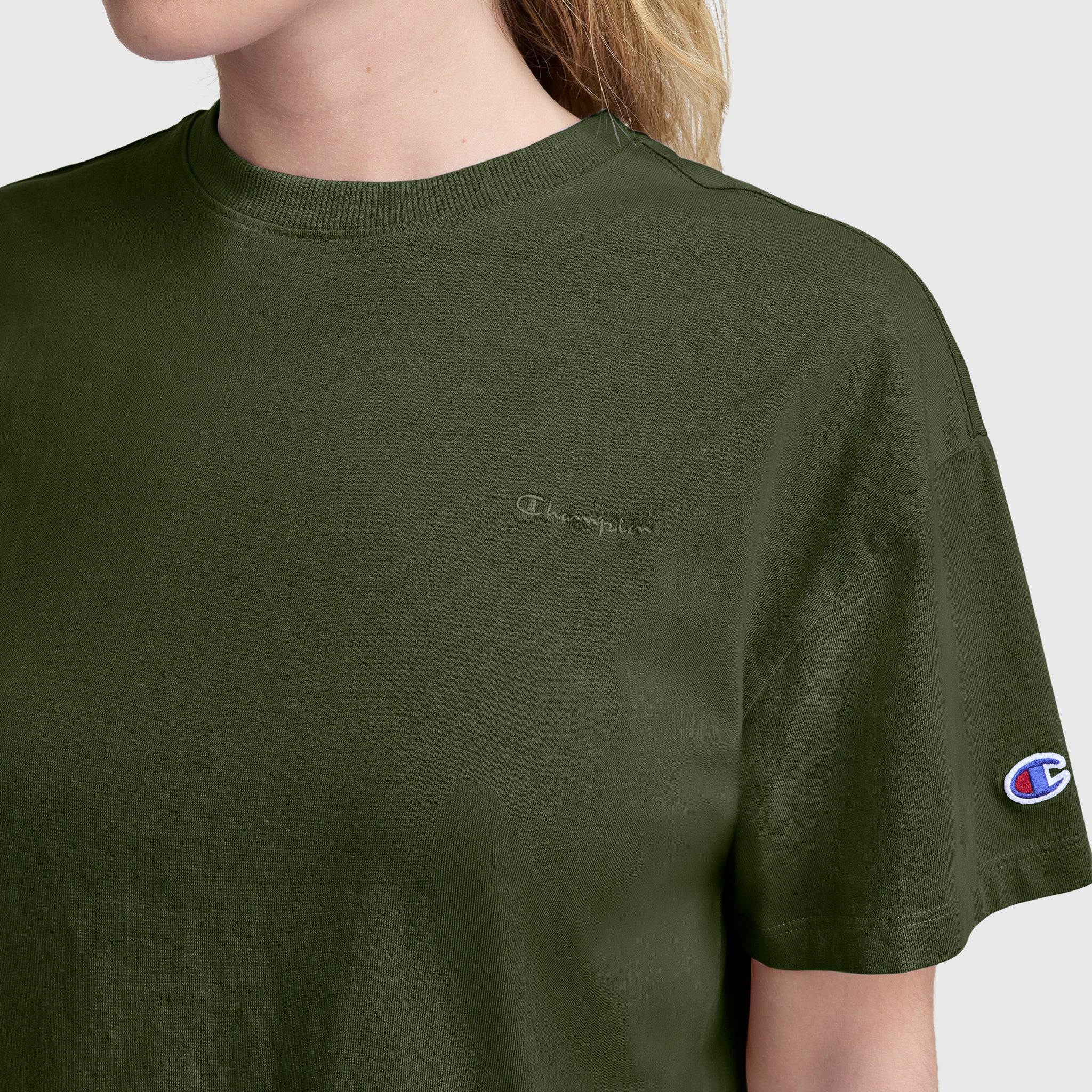 Champion Loose Fit T-shirt femme vert Chive coton ample