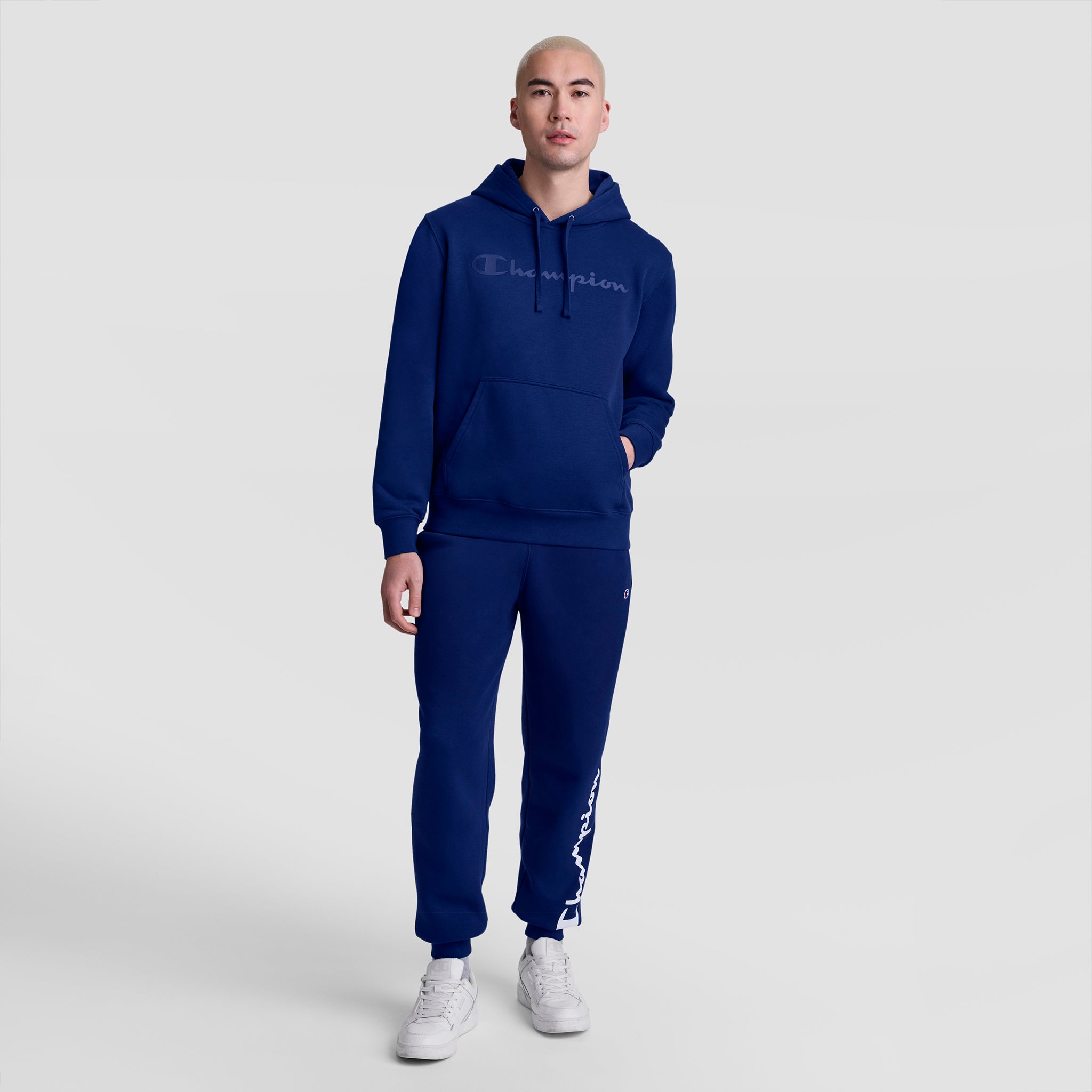 Champion Powerblend Script Logo jogging homme bleu coton
