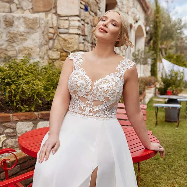 Hervé Paris My Freedom Ardeche robe de mariée dentelle fendue