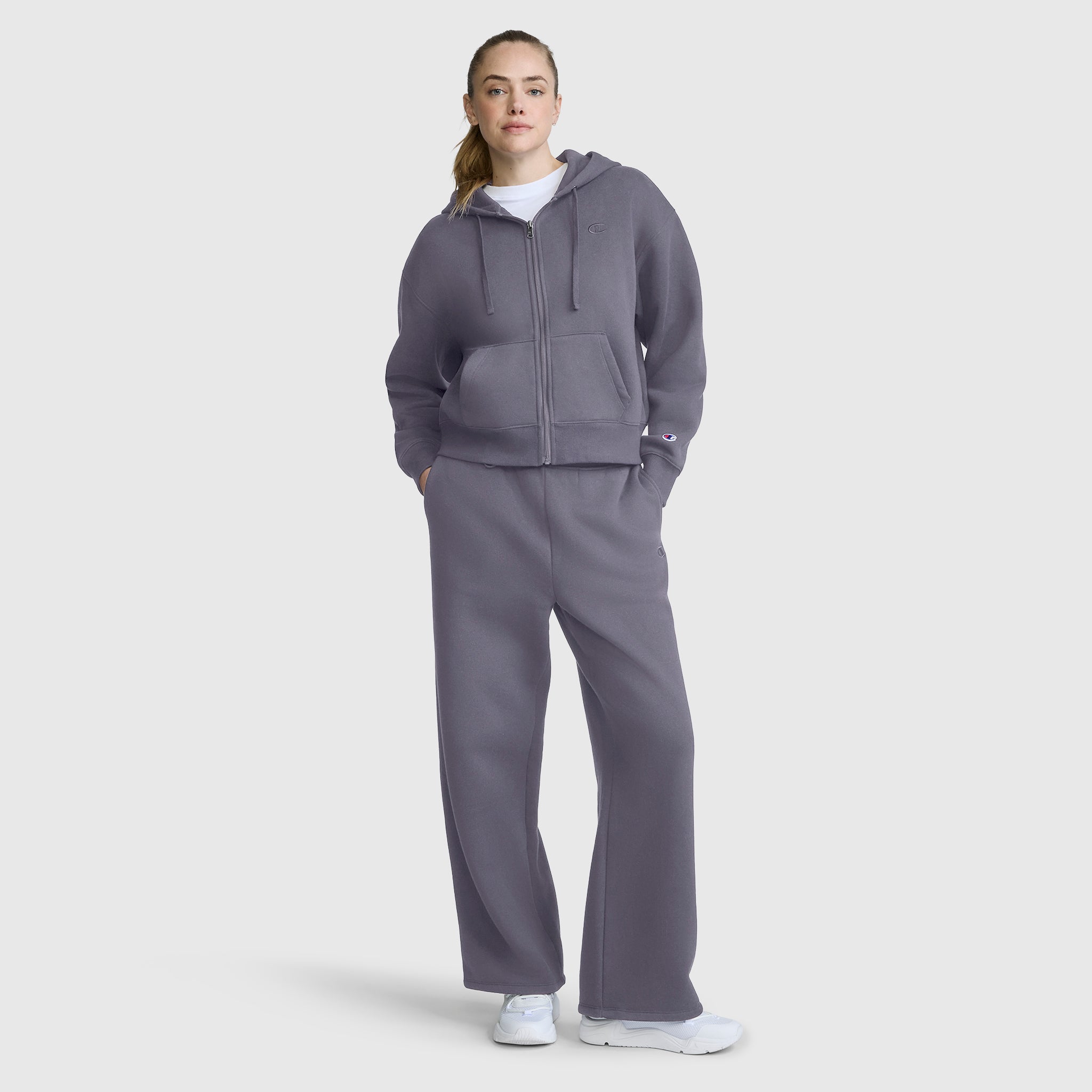 Champion Wide Leg Fleece pantalon jogging gris acier molleton