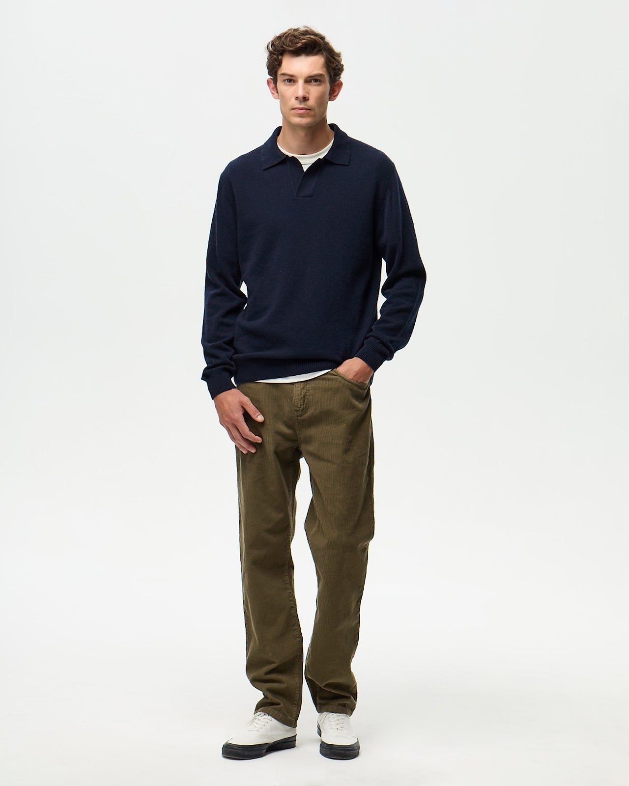 Lafaurie Gabino Navy polo laine manches longues homme