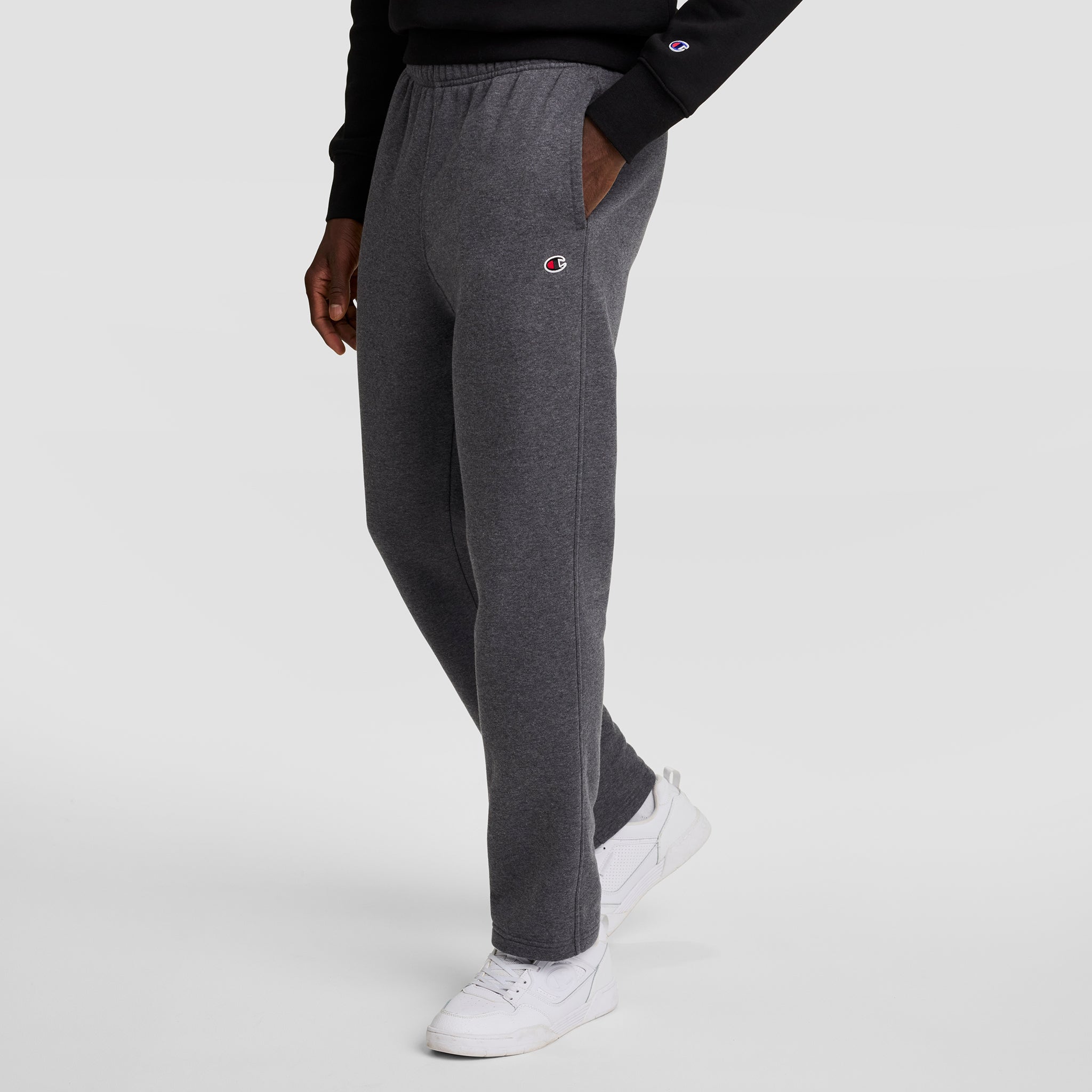 Champion Powerblend Open Hem C Logo sweatpants jogging gris molleton