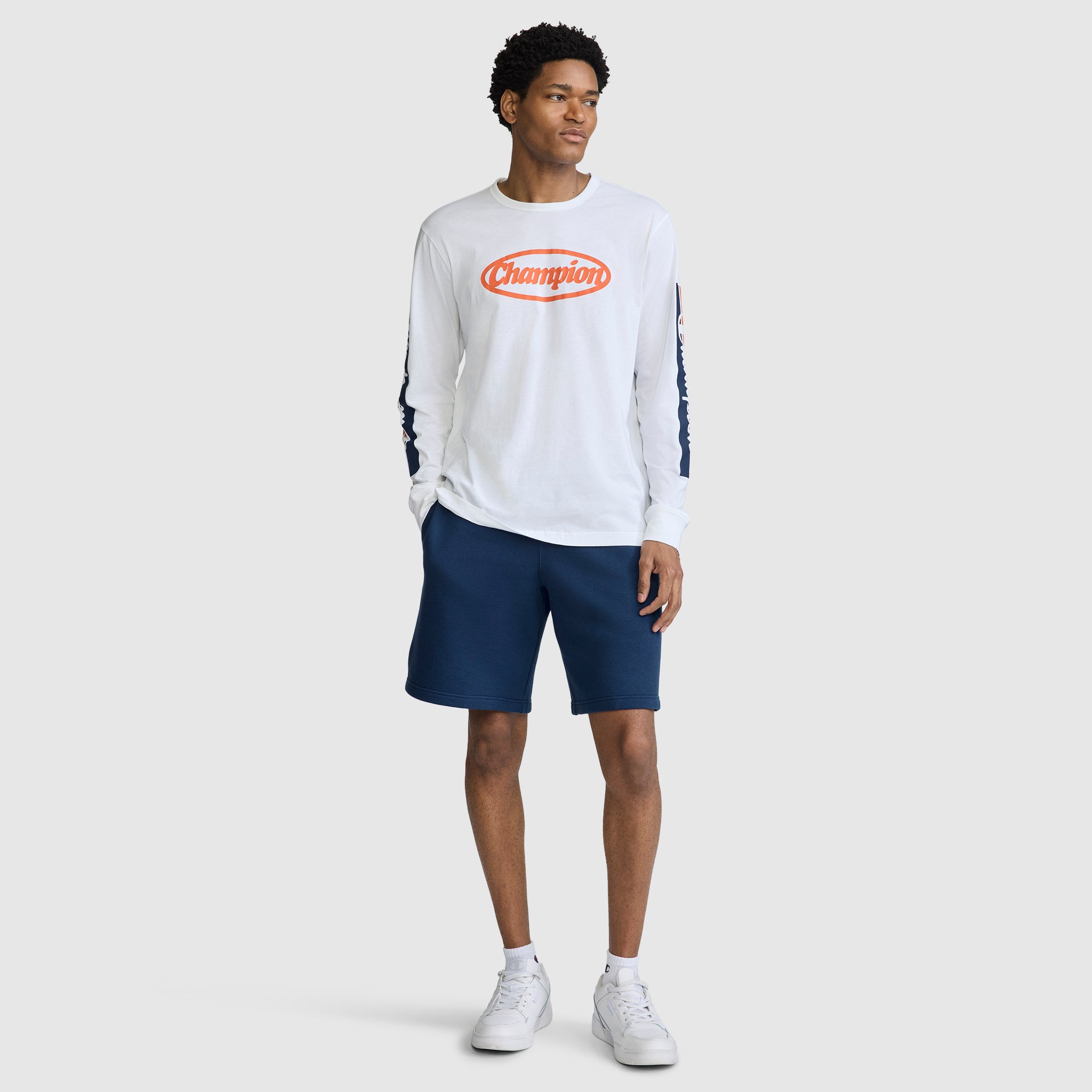 Champion Medallion T-Shirt Manches Longues Blanc