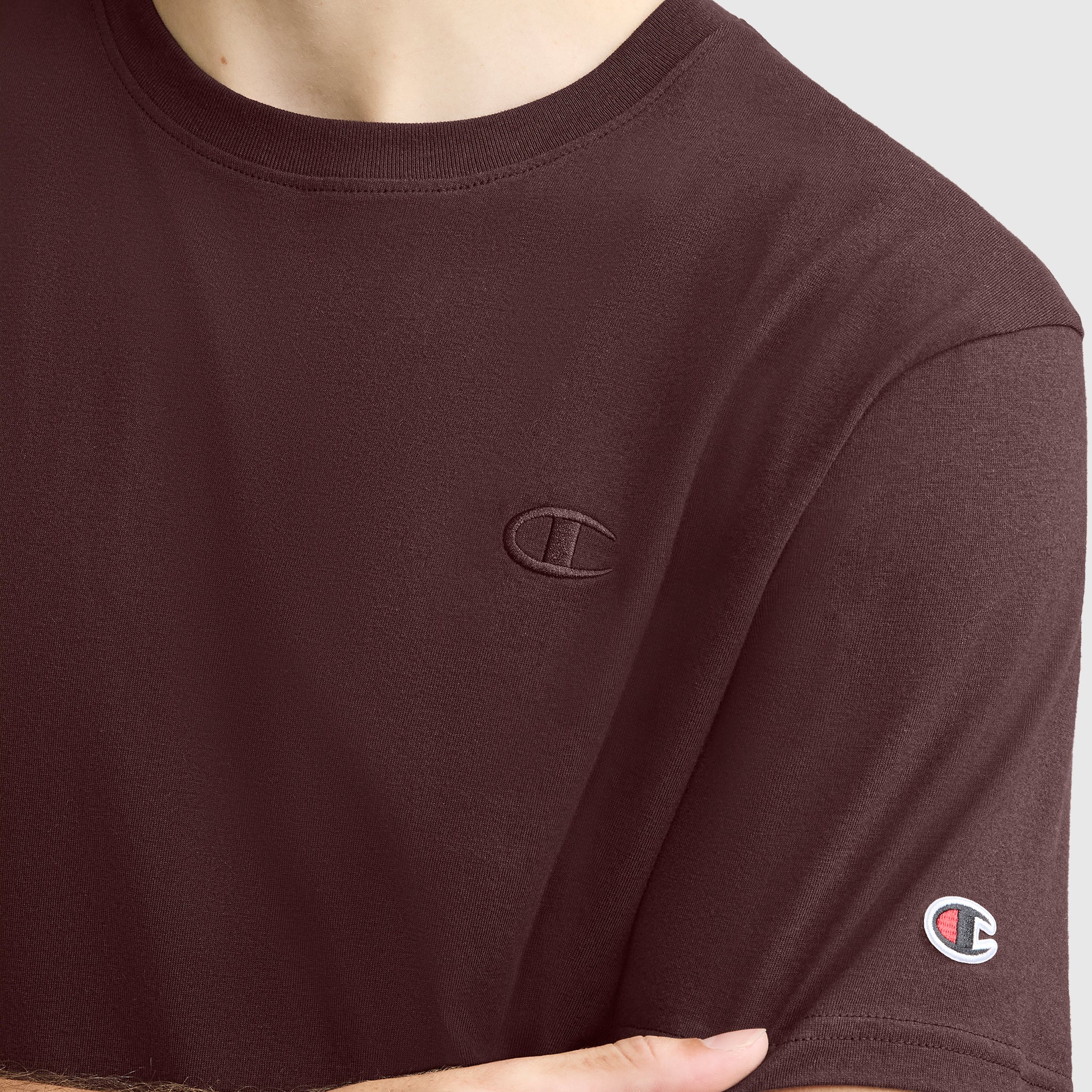 Champion Classic T-Shirt C Logo t-shirt homme Bitter Chocolate coton