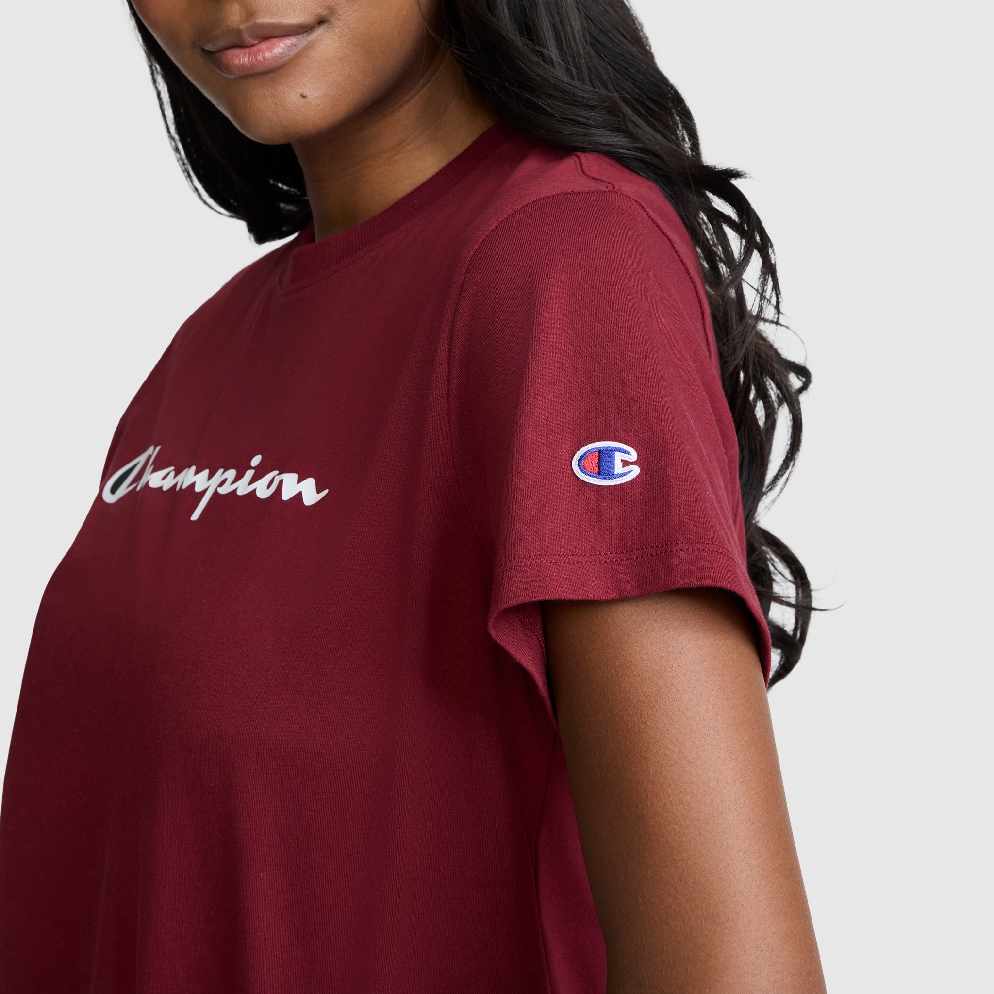 Champion Classic T-Shirt Script Logo t-shirt femme bordeaux coton