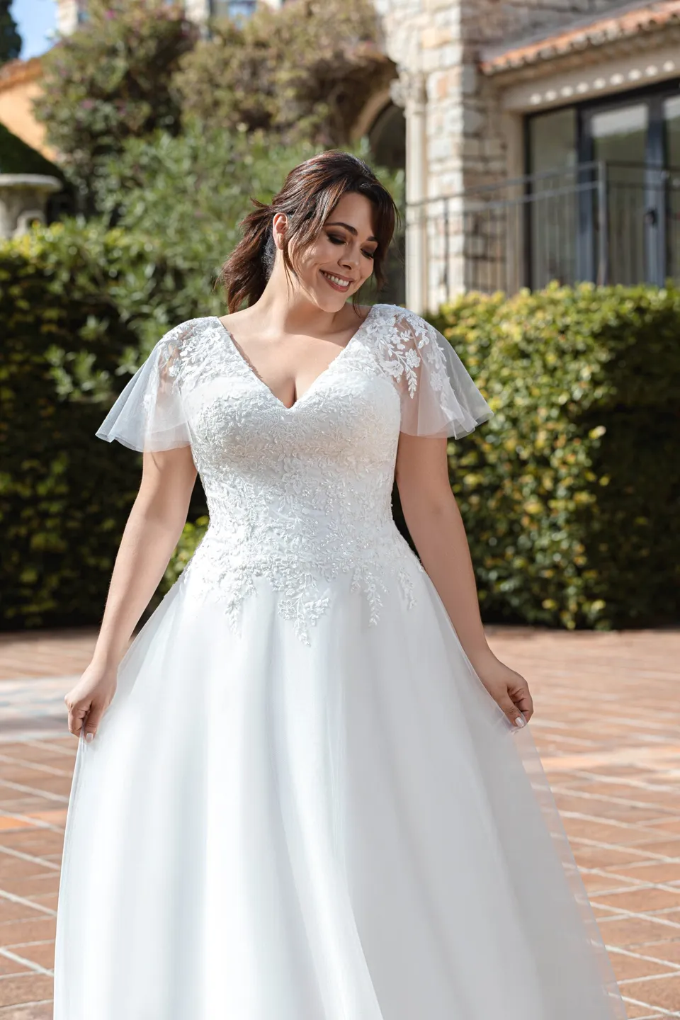 Le Jour de Notre Oui AGATHE robe de mariée crêpe trapèze