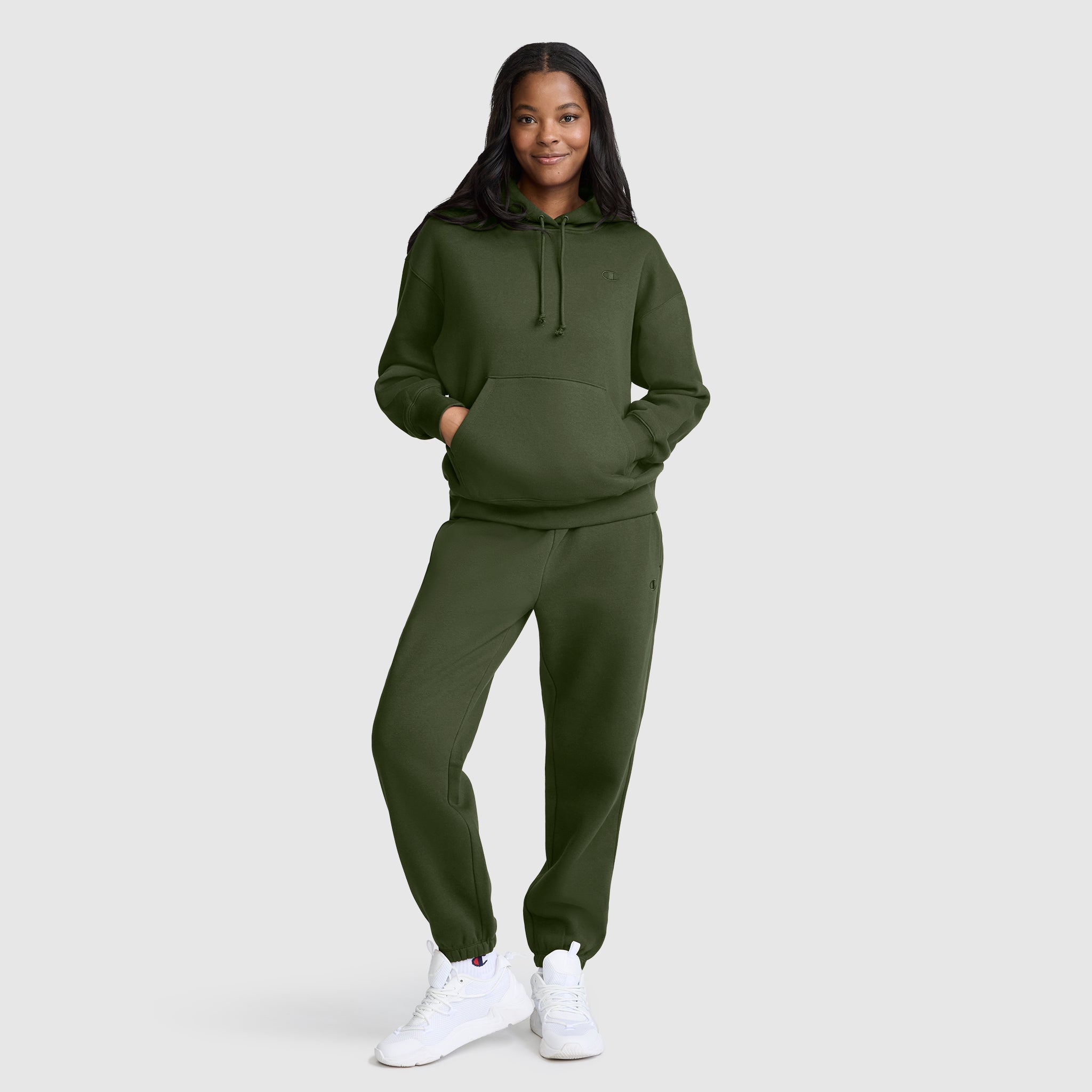 Champion Powerblend Small C sweat capuche femme chive