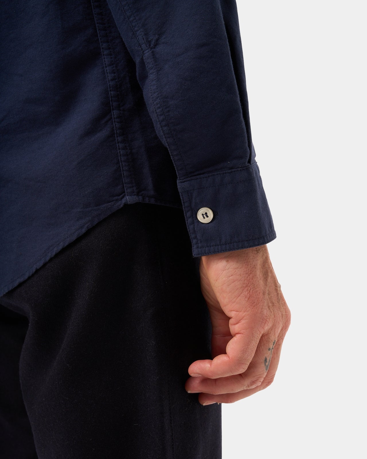 LAFAURIE HUGUES Navy chemise oxford coton coupe droite