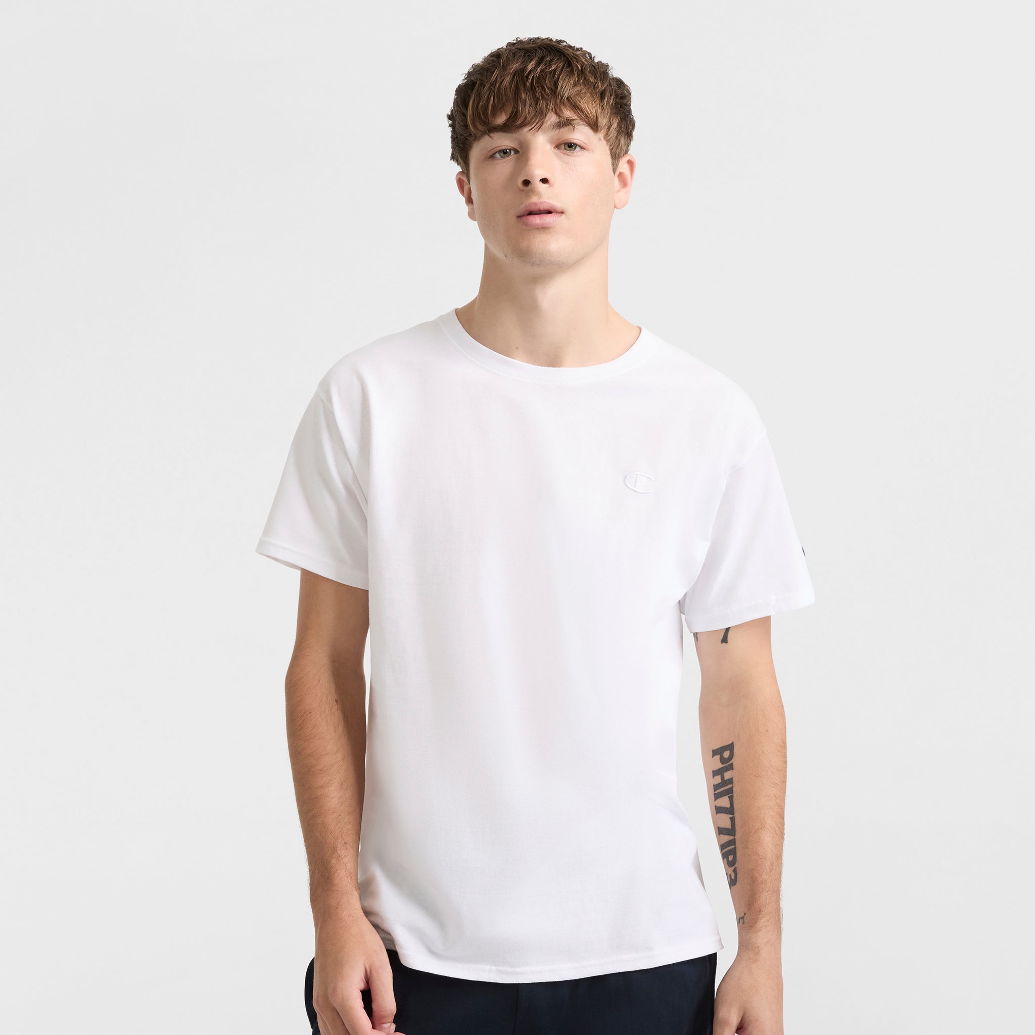 Champion Classic T-Shirt Blanc Coton Col Rond Logo C