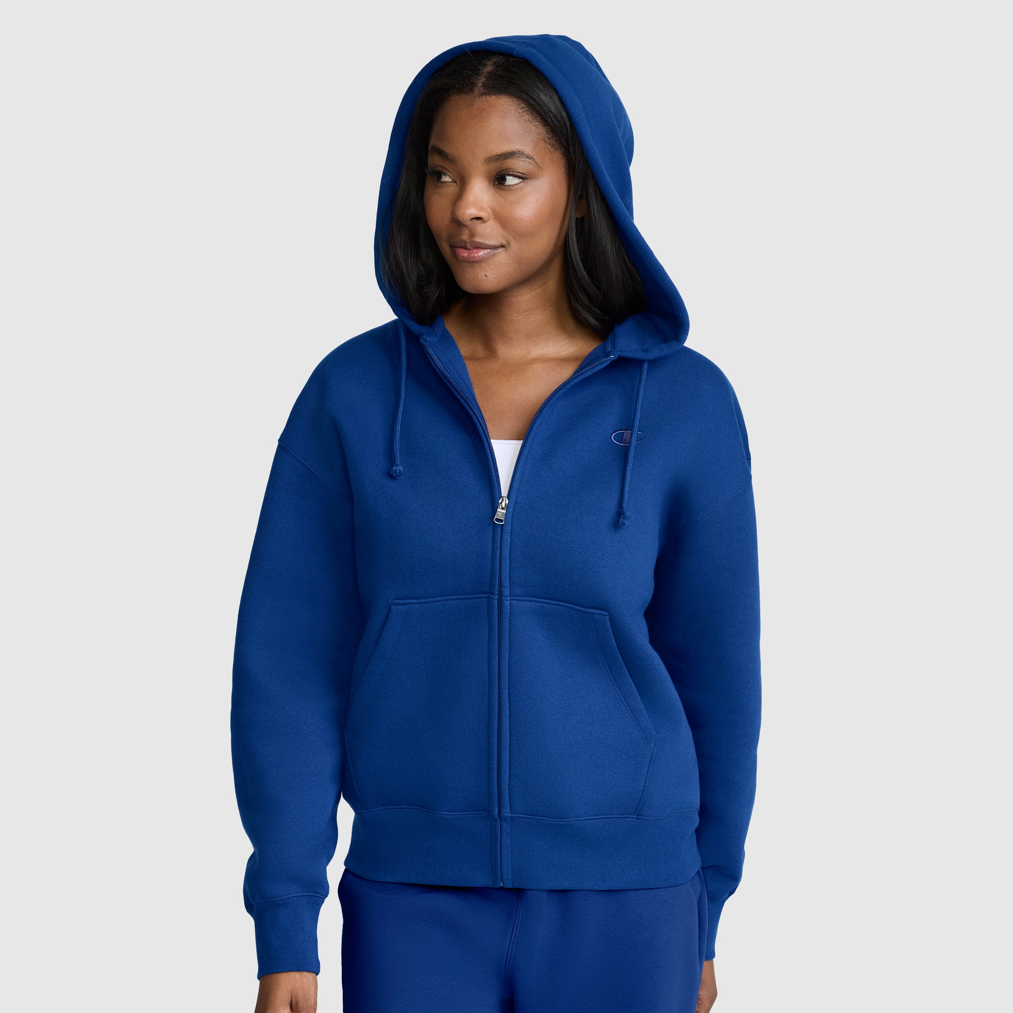 Champion Powerblend sweat zippé femme bleu molleton