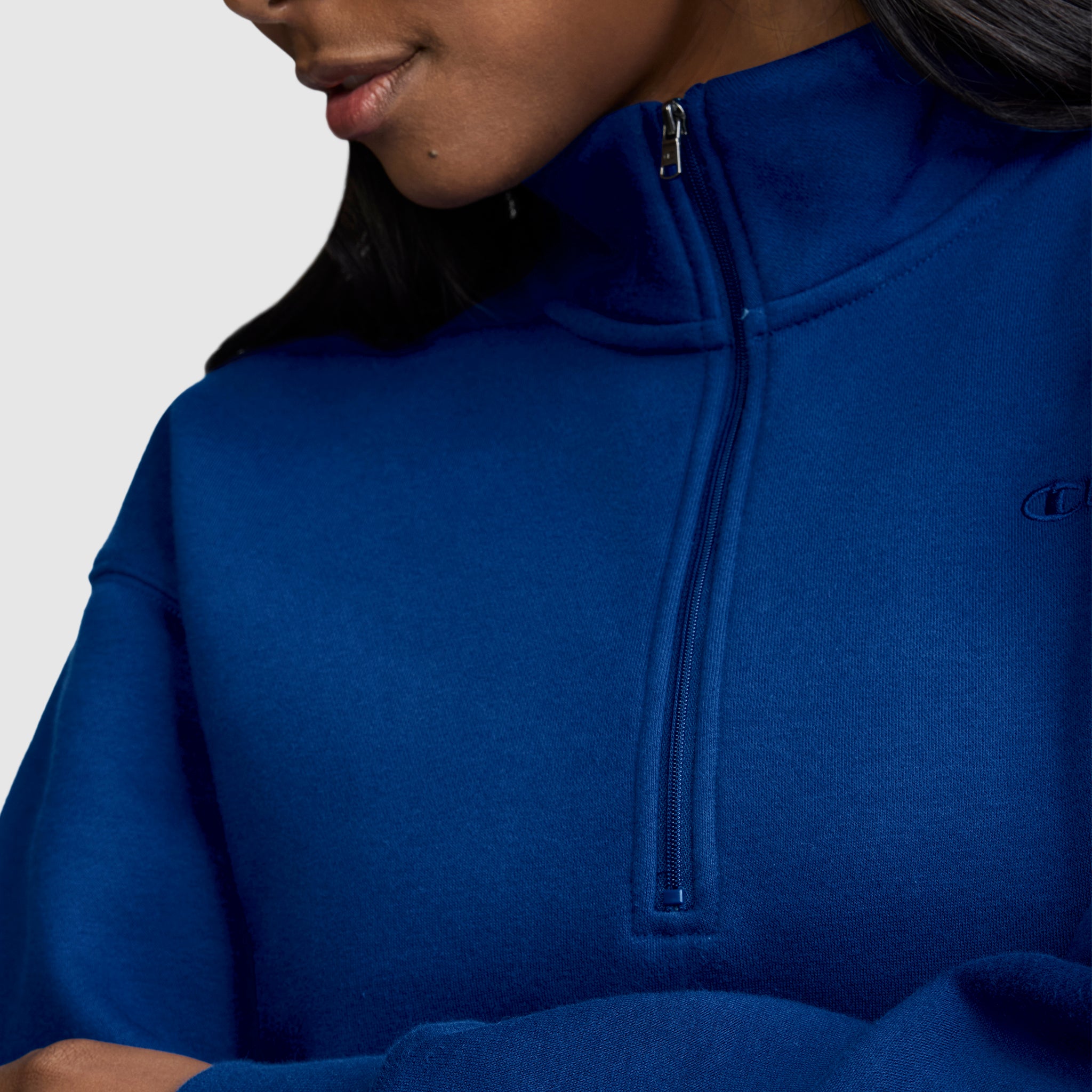 Champion Fleece Mockneck Quarter-Zip sweat Blue Depths