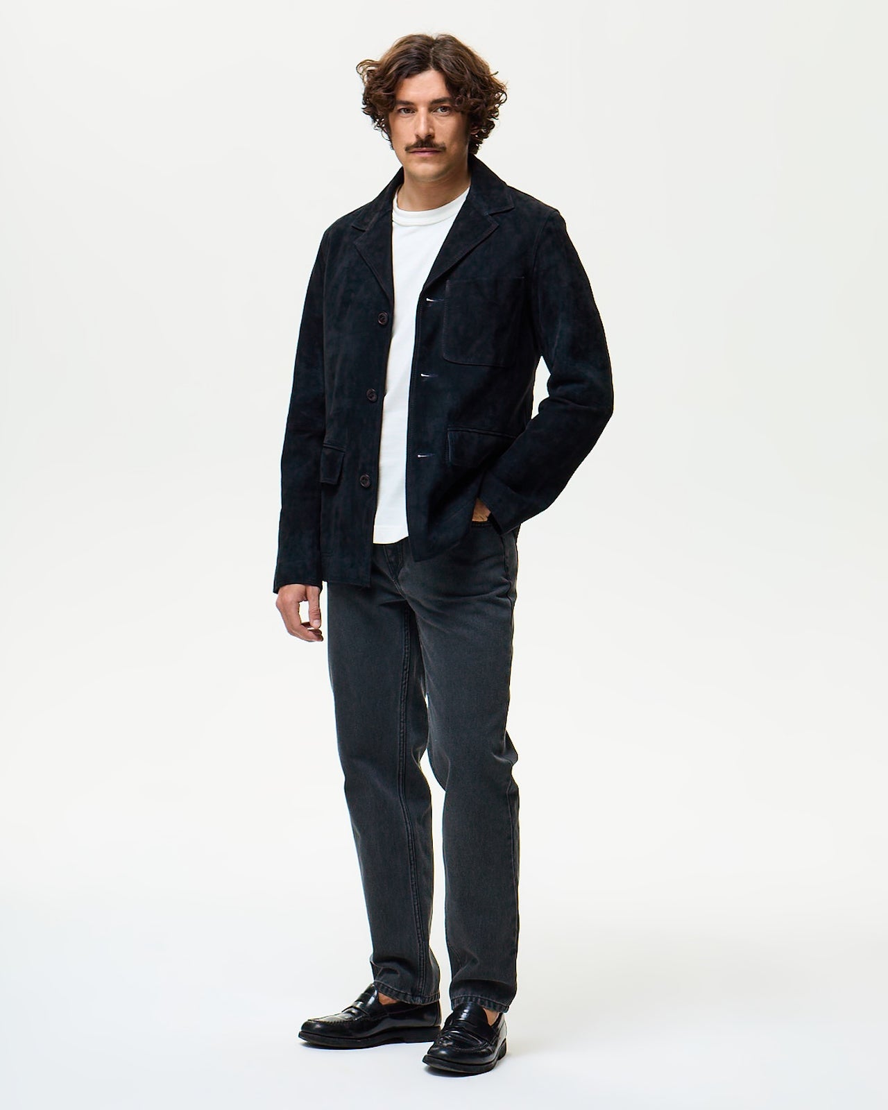 LAFAURIE PERRIAND veste cuir noir khol agneau velours