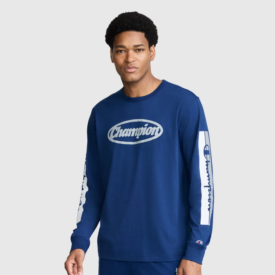 Champion T-Shirts Medallion Long Sleeve tee-shirt bleu Estate Blue