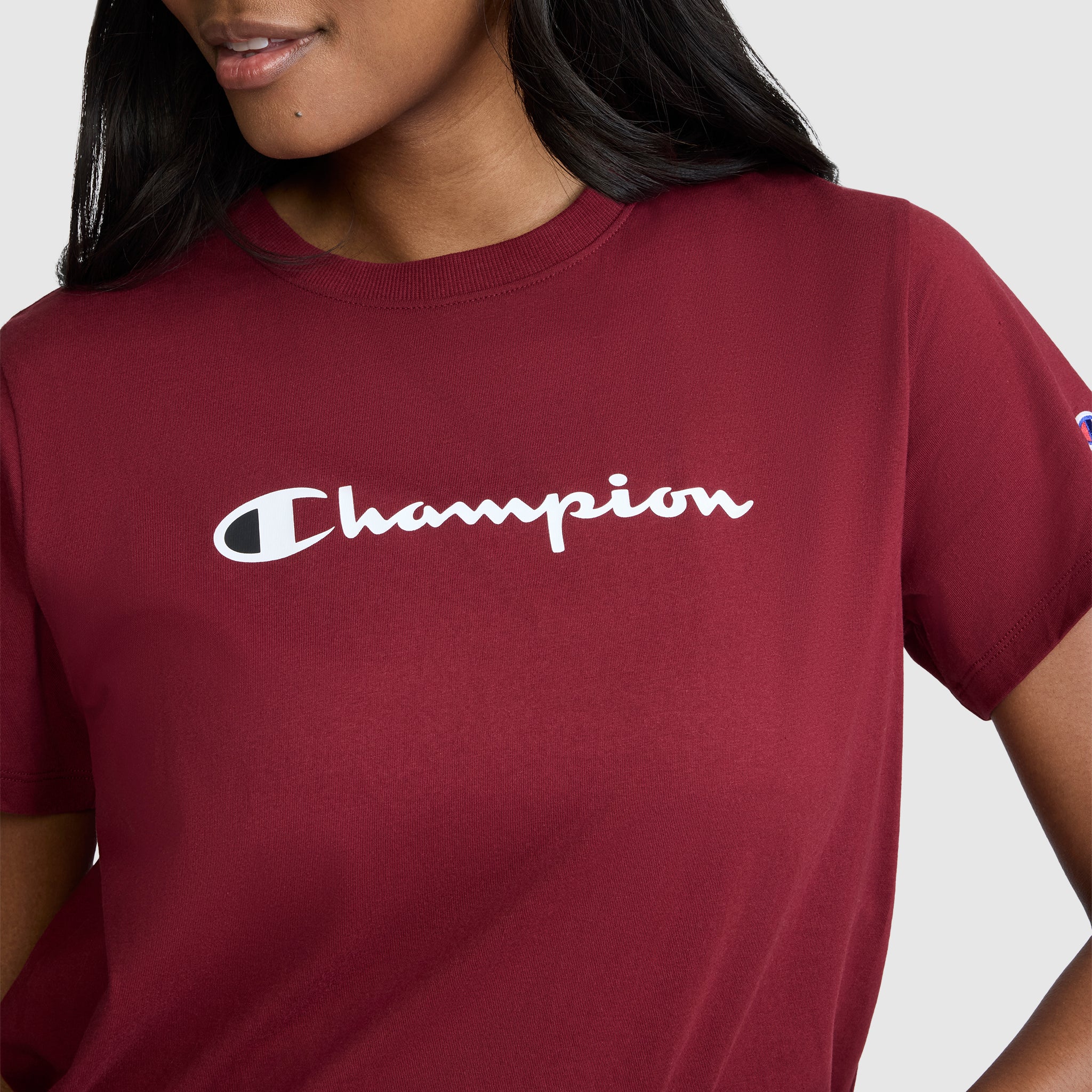 Champion Classic T-Shirt Script Logo t-shirt femme bordeaux coton