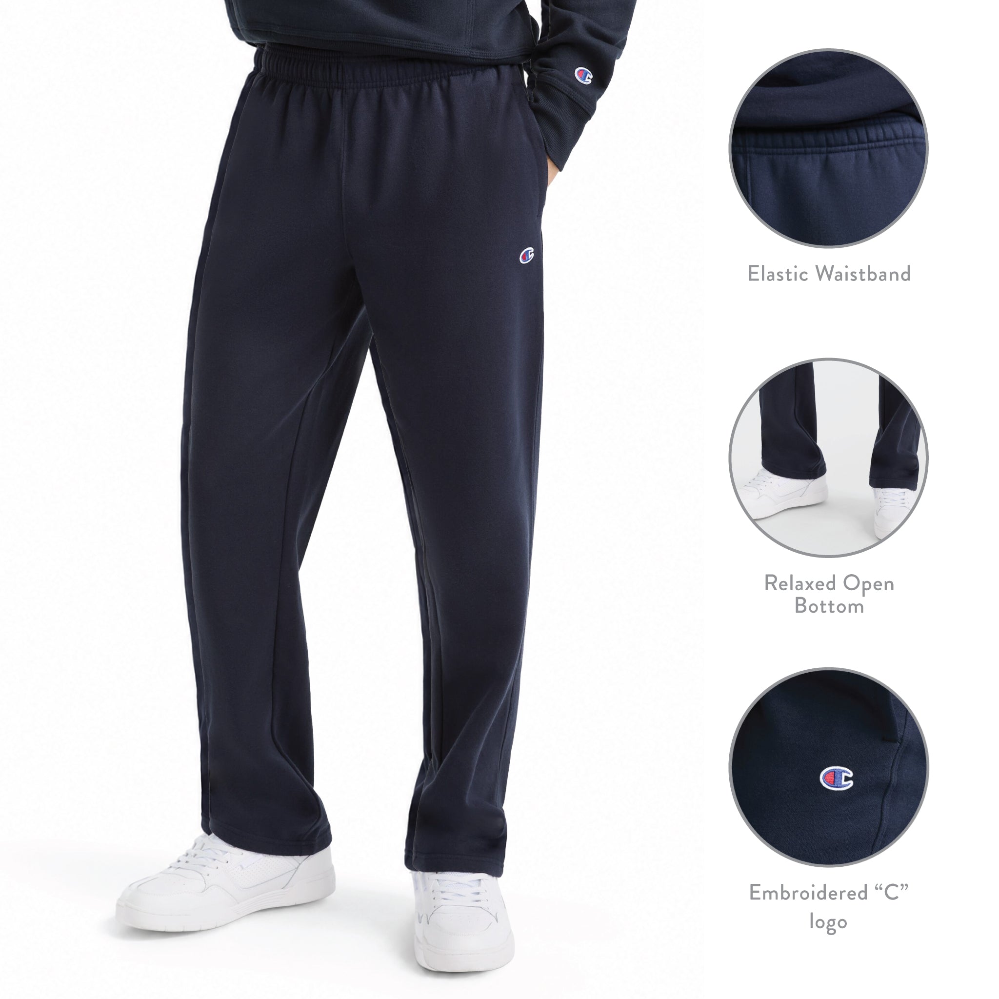 Champion Powerblend Open Hem C Logo sweatpants jogging gris molleton