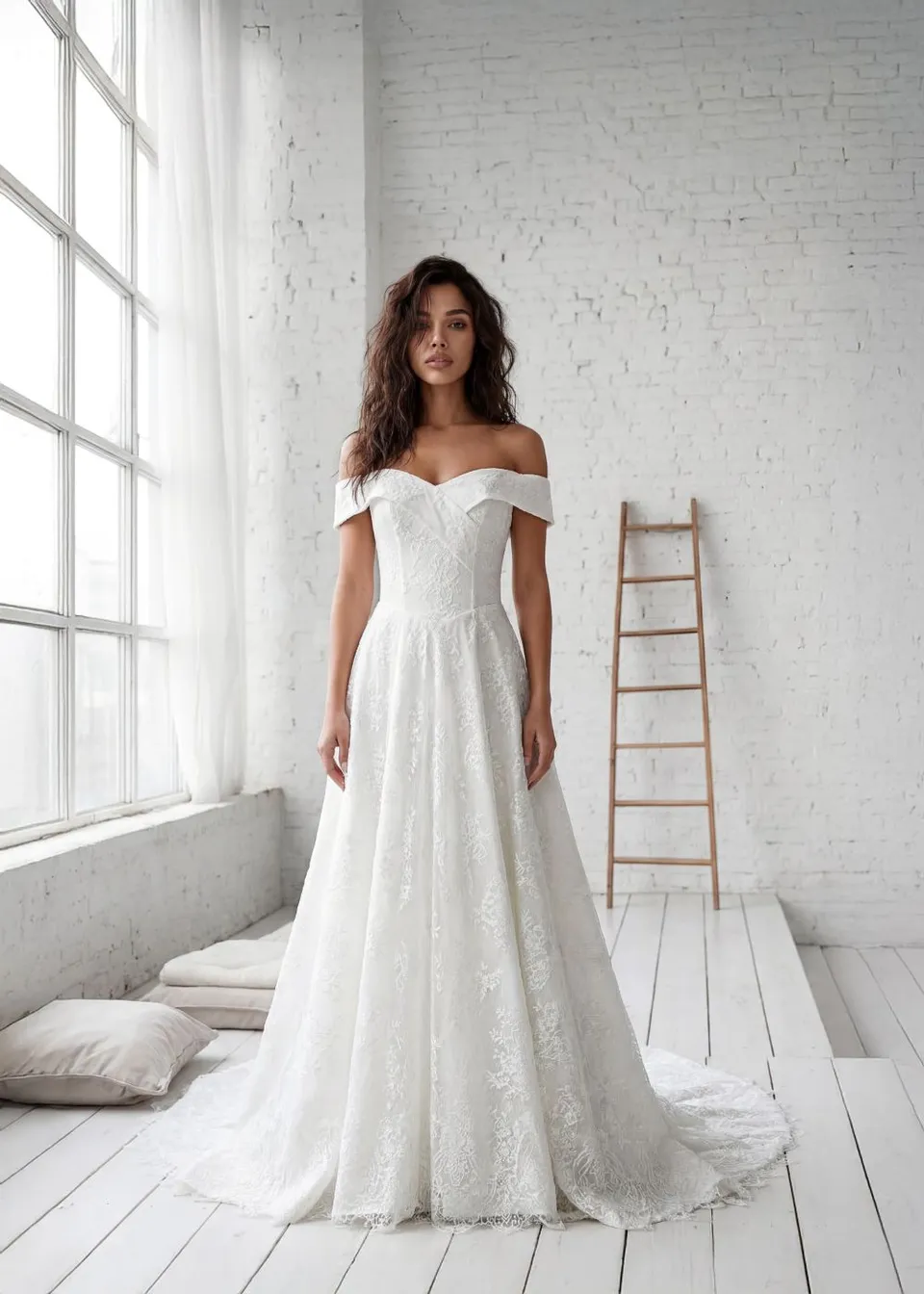 Hervé Paris Promise Pearl robe de mariée blanche longue